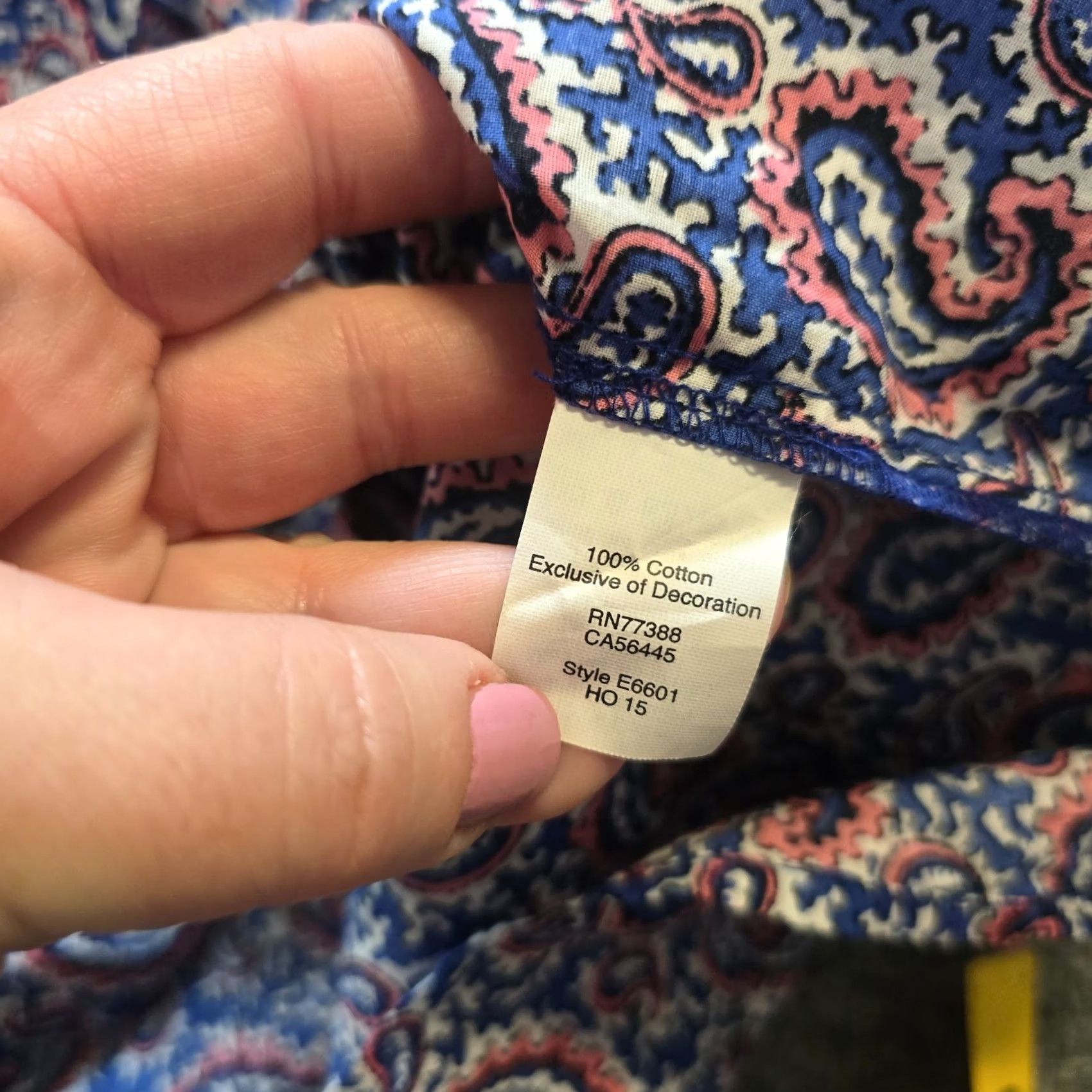 J.Crew J.CREW Blouse Womens Size 8 Long Sleeve Round Neck Paisley Floral Blue Pink Casual Popover Lightweight Spring Summer Regular Women Size M / US 6-8 / IT 42-44 - 7 Thumbnail