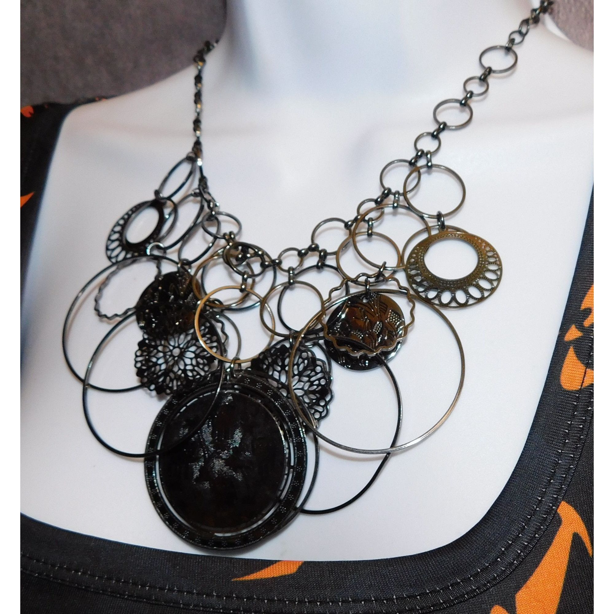 Other Abstract Floral Elephant Silver Tone Medallion Necklace Size ONE SIZE - 1 Thumbnail