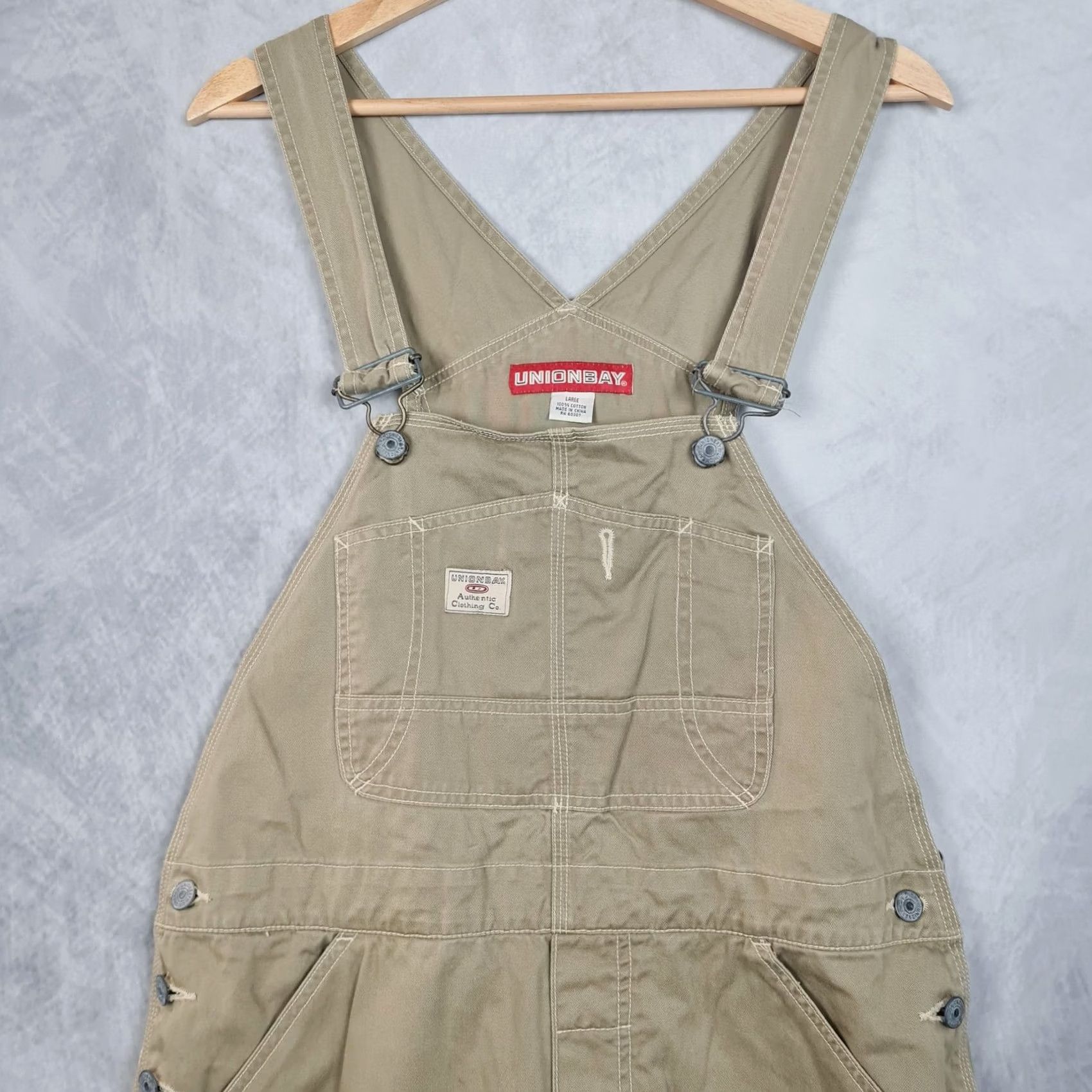 Vintage VINTAGE Unionbay Overalls Womens Large Beige Baggy Canvas Utility Workwear 36x28 Size 36" / US 14 / IT 50 - 2 Thumbnail