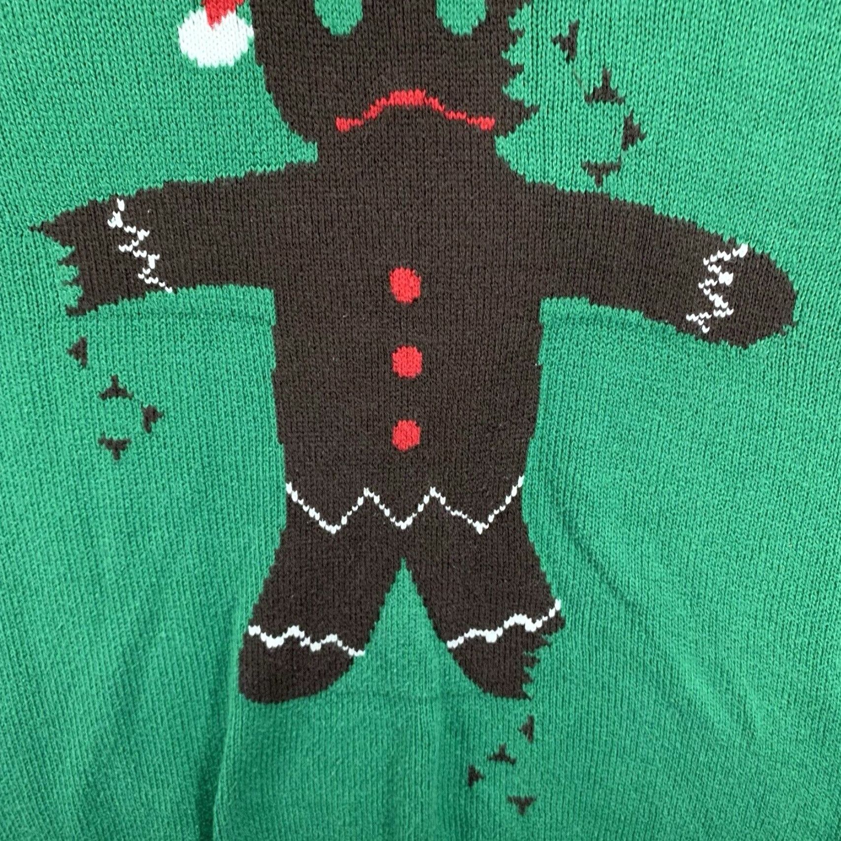 Vintage Funny Gingerbread Man Ugly Christmas Sweater Vest Medium Green Unisex Adult Holiday Size US M / EU 48-50 / 2 - 5 Thumbnail