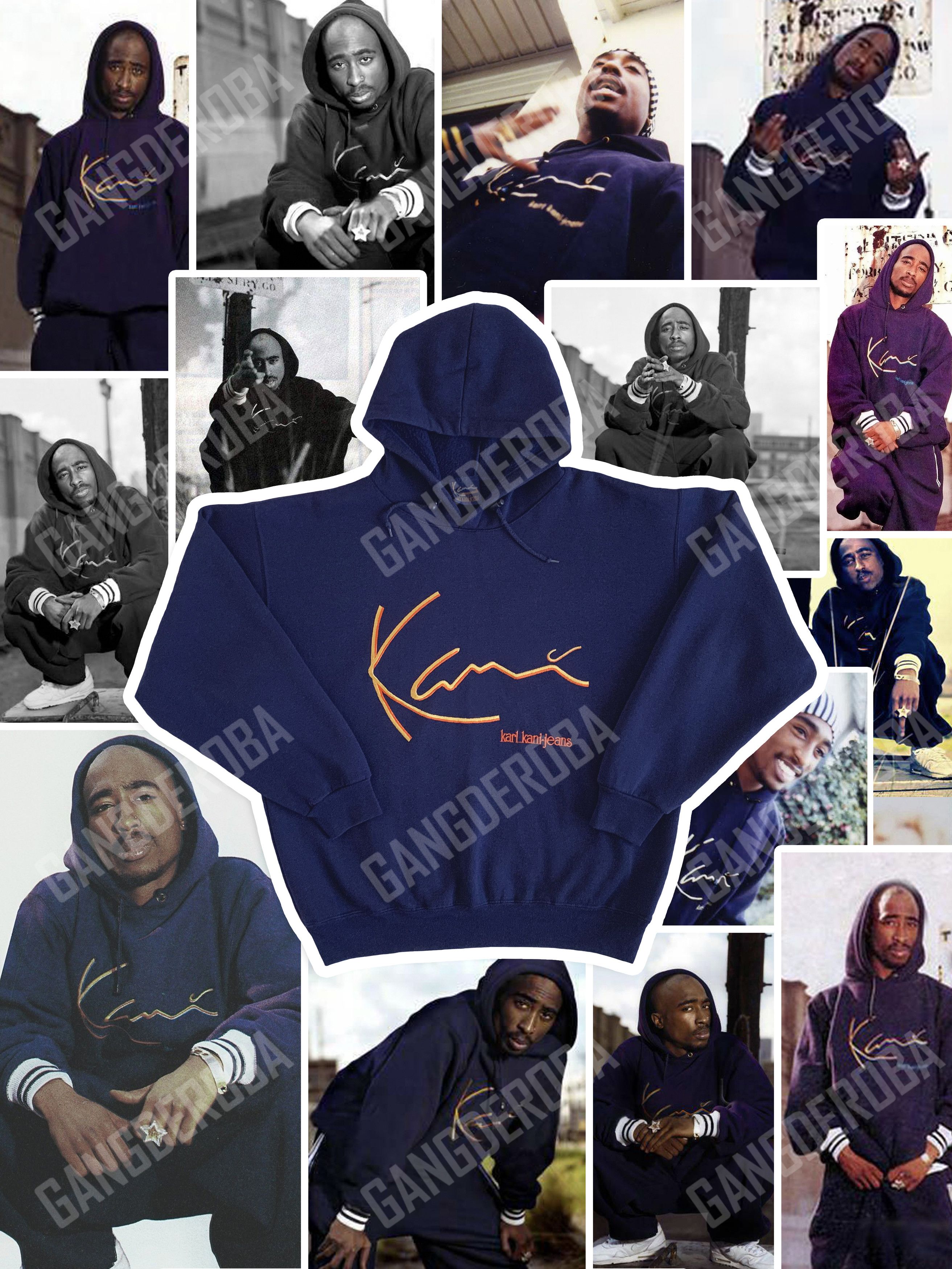 Karl Kani RARE Vintage 90s KARL KANI Hoodie Sweatshirt 2pac Tupac Navy Size US M / EU 48-50 / 2 - 1 Thumbnail