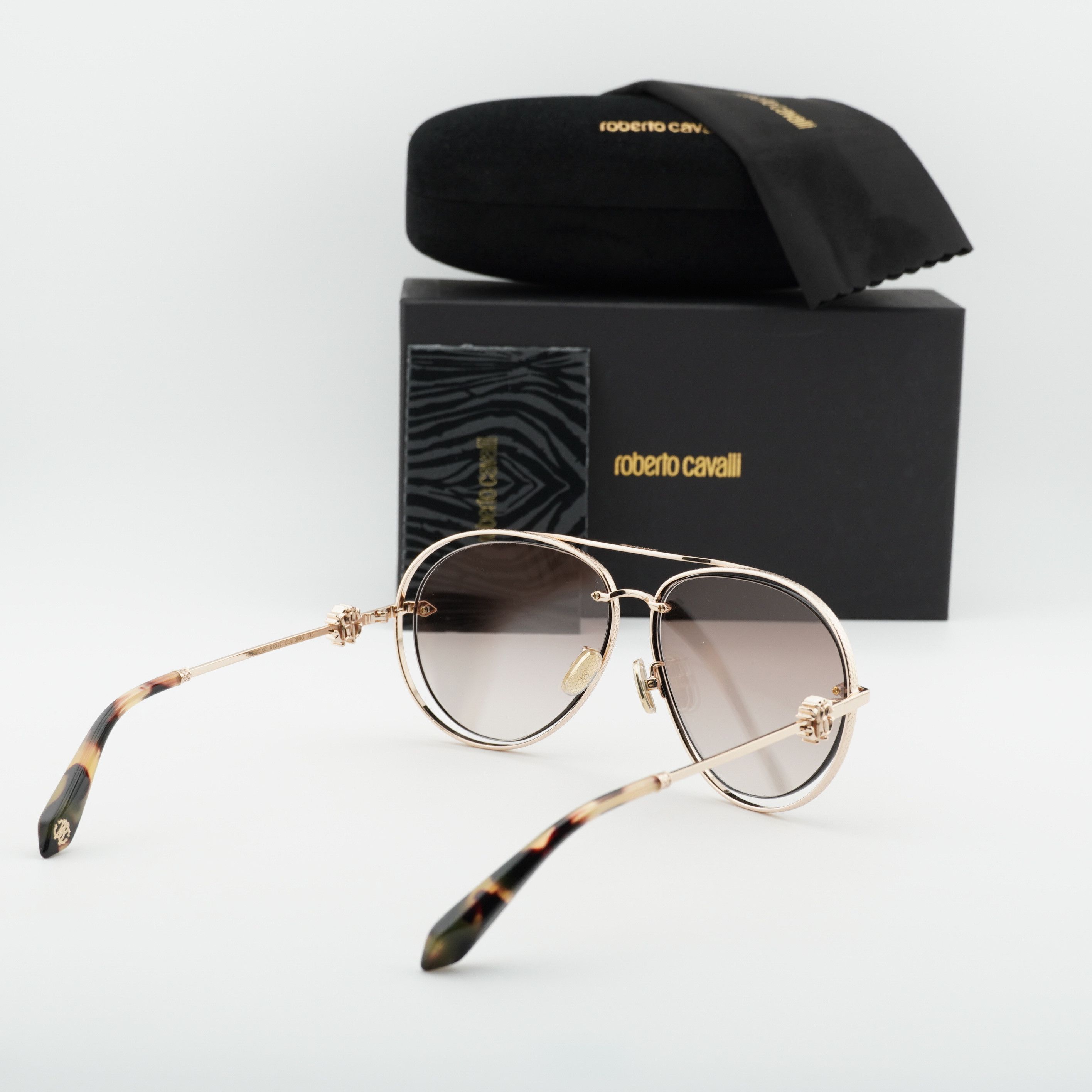 Roberto Cavalli Roberto Cavalli SRC032M 300G Sunglasses Gold Aviator Frame Size ONE SIZE - 10 Thumbnail