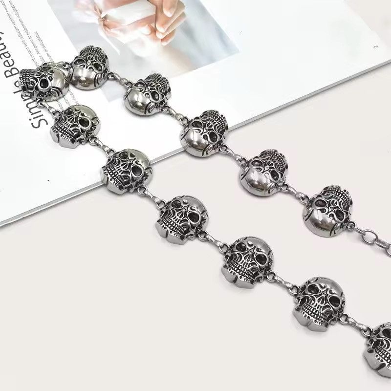 Jewelry Silver Chain Belt Skull Waist Designer Belts Size ONE SIZE - 5 Thumbnail