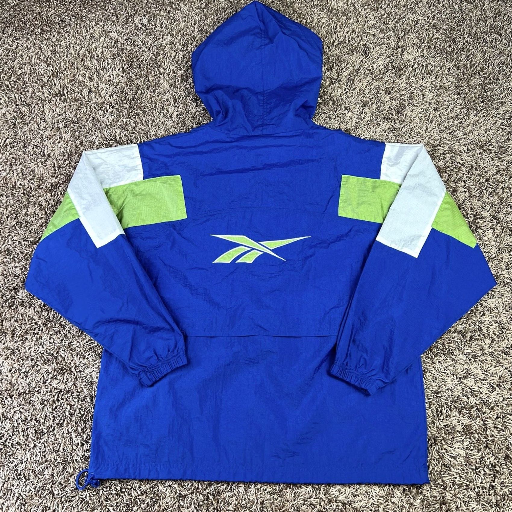 Reebok VINTAGE Reebok Embroidered Hoodie Track Jacket Windbreaker Jacket Mens M Blue 90s Vintage Windbreaker Lightweight Pockets Hooded Zip Pockets Size US M / EU 48-50 / 2 - 3 Thumbnail