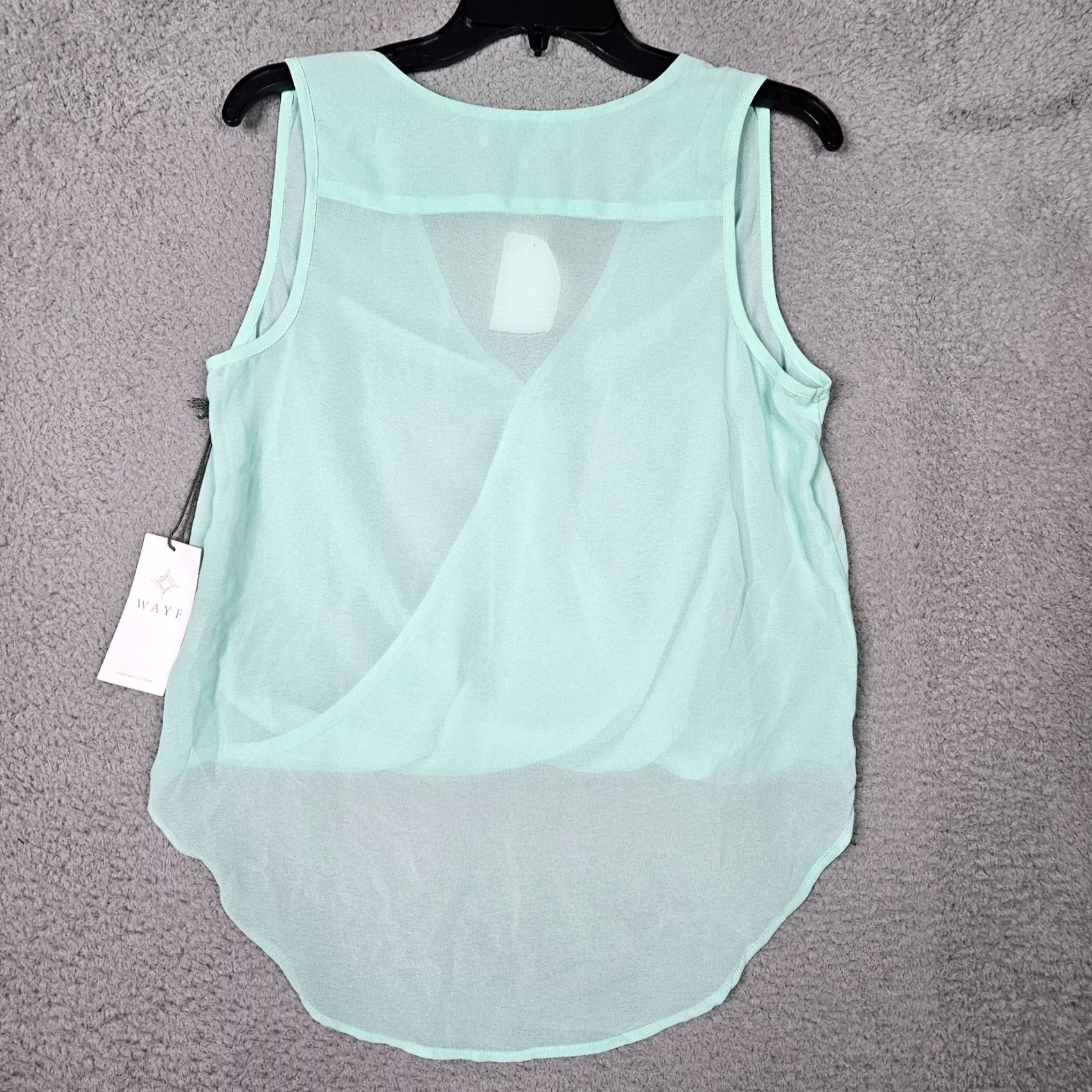 Vintage WAYF Where Are You From Women’s V-Neck Sleeveless Chiffon Top Size S Green Casual Shirt Blouse Size S / US 4 / IT 40 - 2 Thumbnail