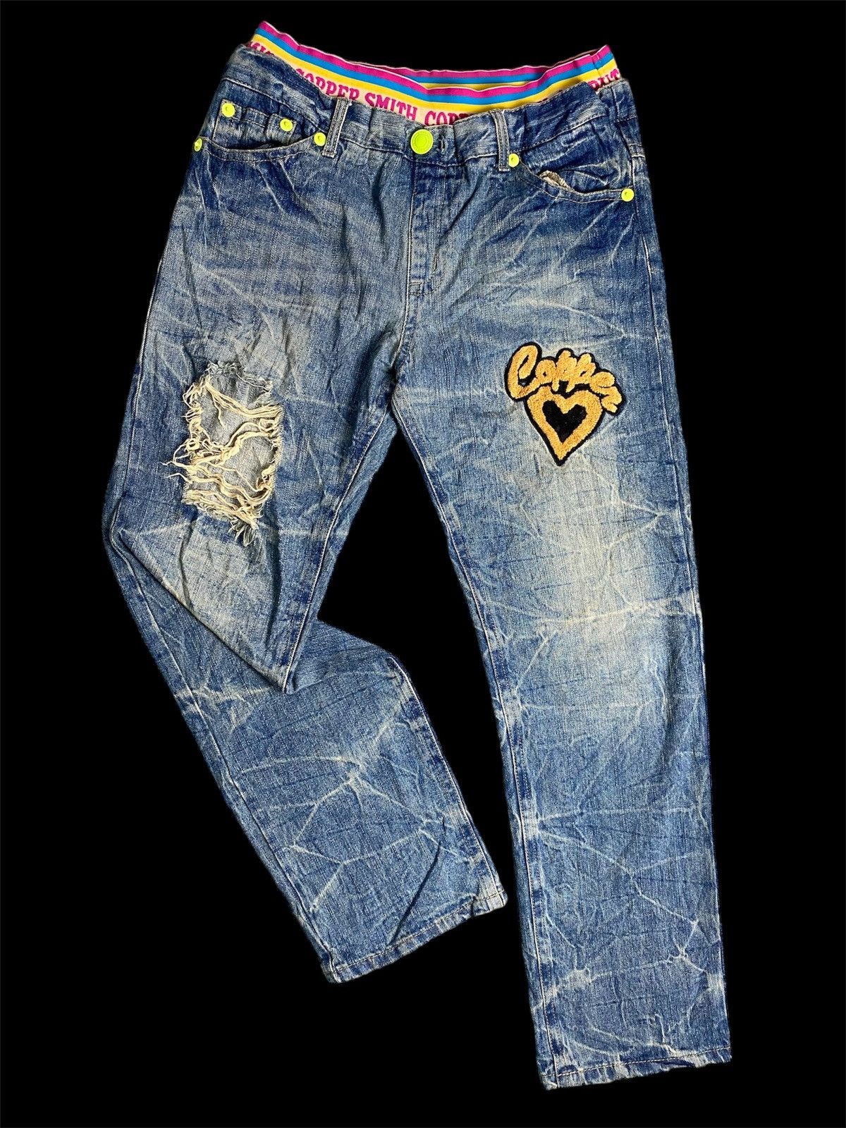 Hysteric Glamour × If Six Was Nine JAPANESE BRAND DISTRESED COPPER SMITH DOUBLE WAIST JEANS Size US 34 / EU 50 - 1 Thumbnail