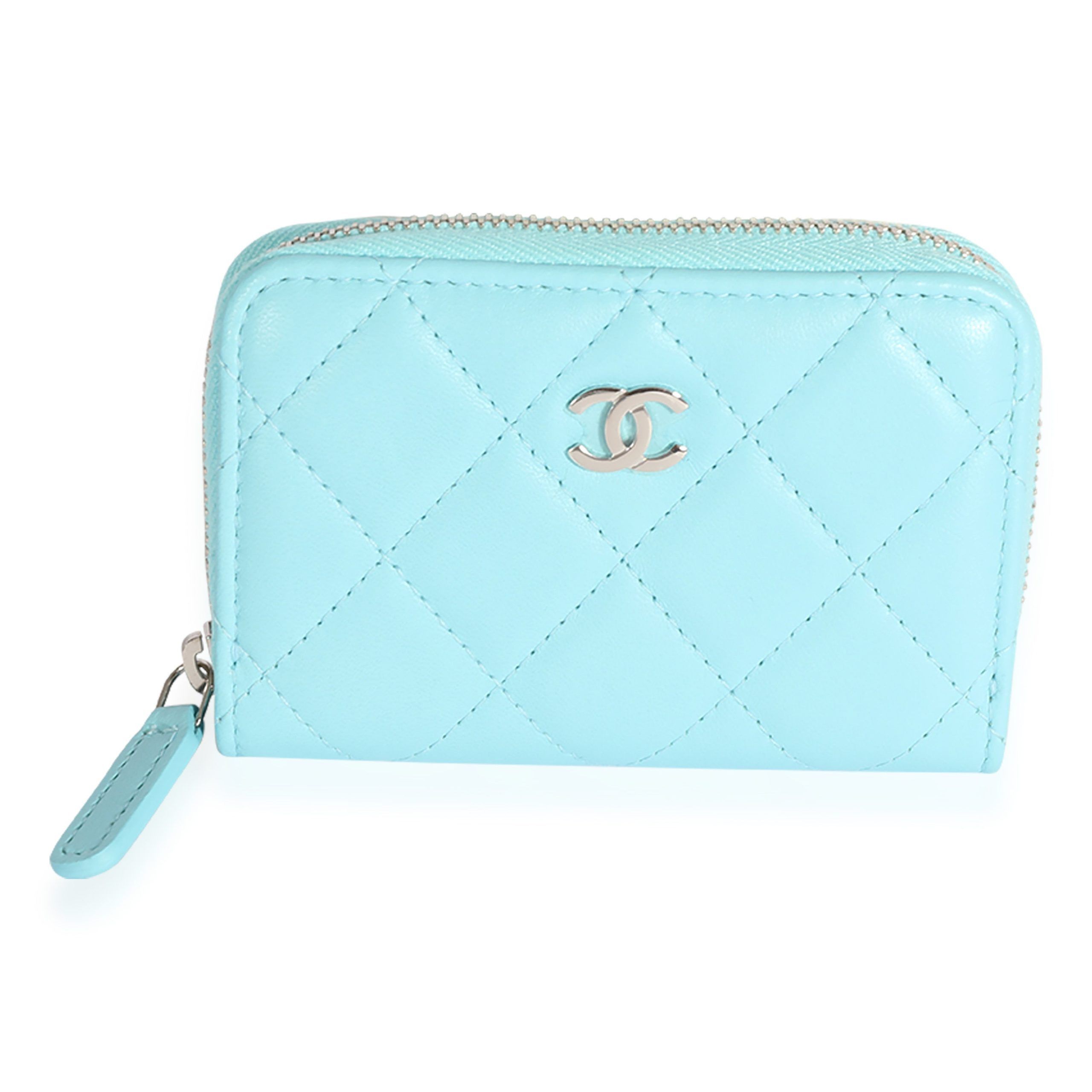 Chanel Chanel Light Blue Quilted Lambskin Zippy Card Holder Wallet Size ONE SIZE - 1 Thumbnail