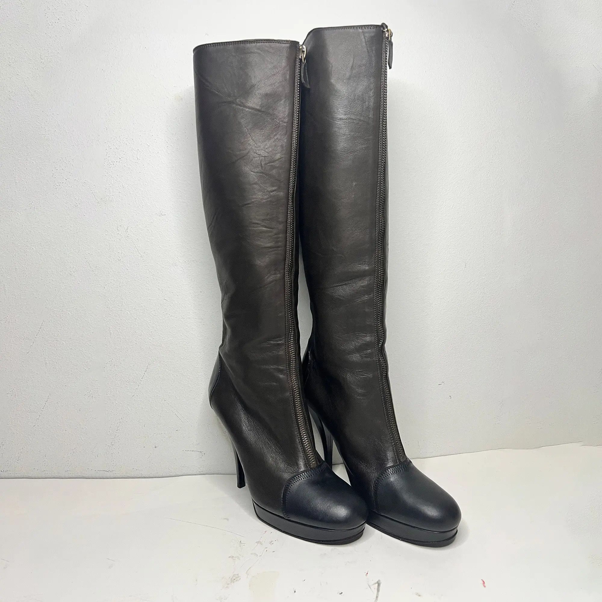 Lanvin High Boots Double Leather Size US 7 / IT 37 - 1 Thumbnail