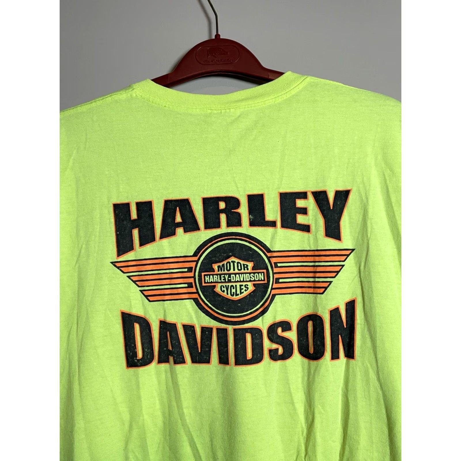 Fruit Of The Loom VINTAGE Harley Davidson Fruit of the Loom Shirt 2XL Men Green Crew Neck Short Sleeve T-Shirt 2003 Neon Size US XXL / EU 58 / 5 - 2 Thumbnail