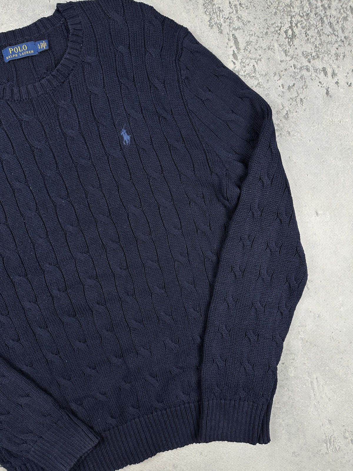 Polo Ralph Lauren Polo Ralph Lauren Navy Cable Knit Cotton Sweater y2k Preppy Size US L / EU 52-54 / 3 - 3 Thumbnail
