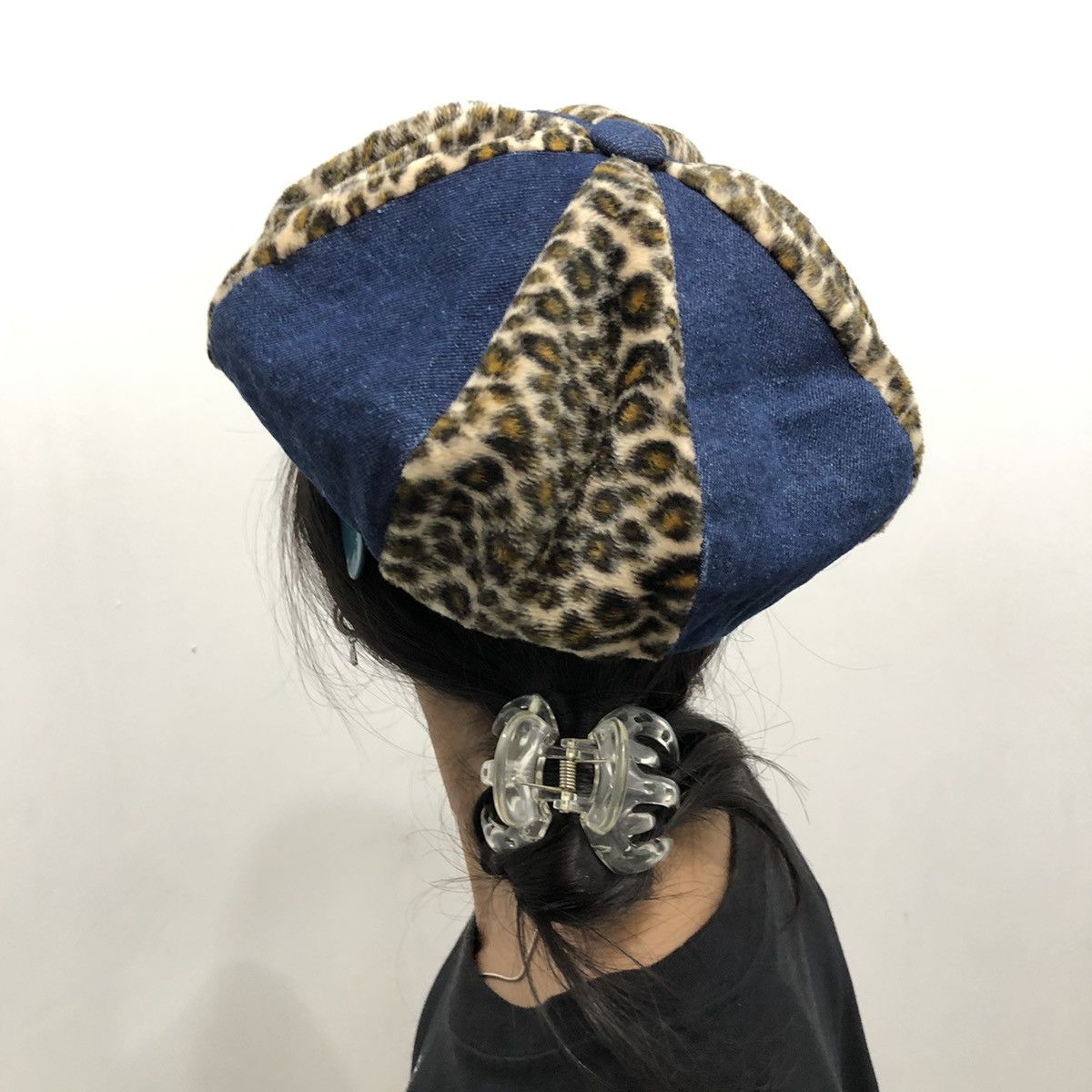 Vintage Denim Leopard Hat Cap Vintage Retro Y2k Streetwear Style Size ONE SIZE - 4 Thumbnail