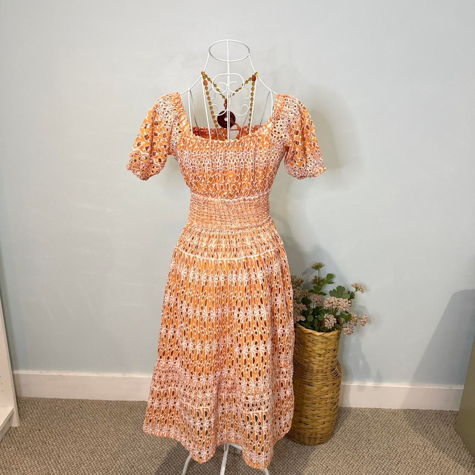 Other Stunning orange and white milkmaid maxi sun dress Size S / US 4 / IT 40 - 4 Thumbnail