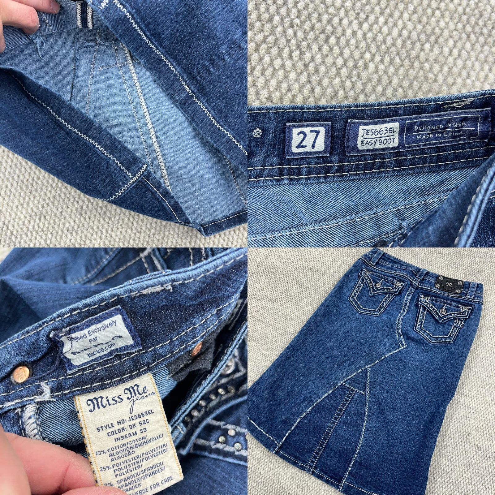 Miss Me Miss Me Denim Skirt Women Size 27 A-Line Midi Blue Casual Flap Pockets Size 27" / US 4 / IT 40 - 8 Thumbnail