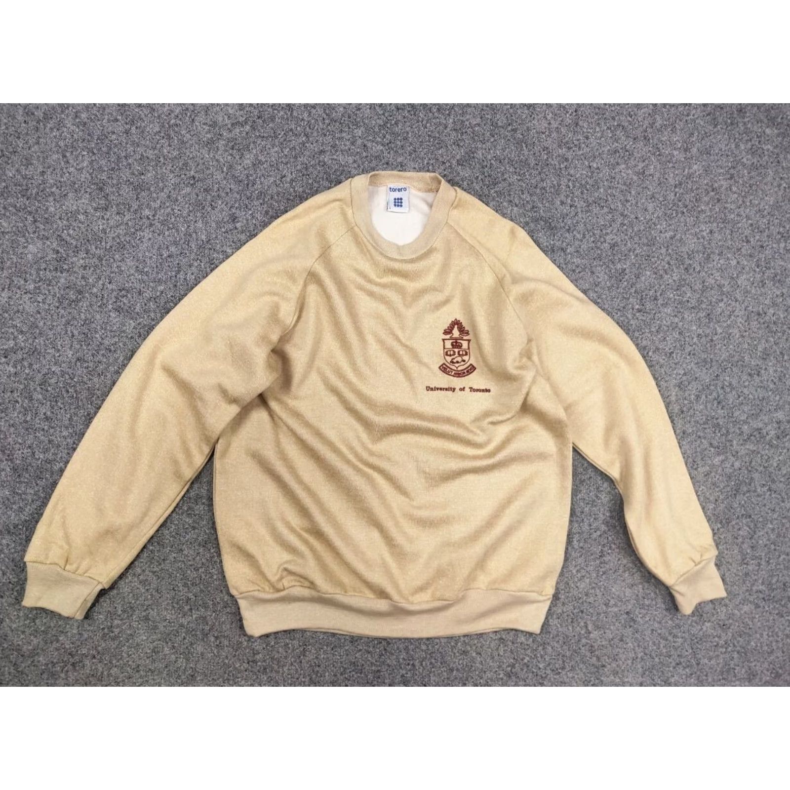 Vintage VINTAGE University of Toronto Crew Check Beige Sweatshirt Y2K Size US L / EU 52-54 / 3 - 6 Thumbnail