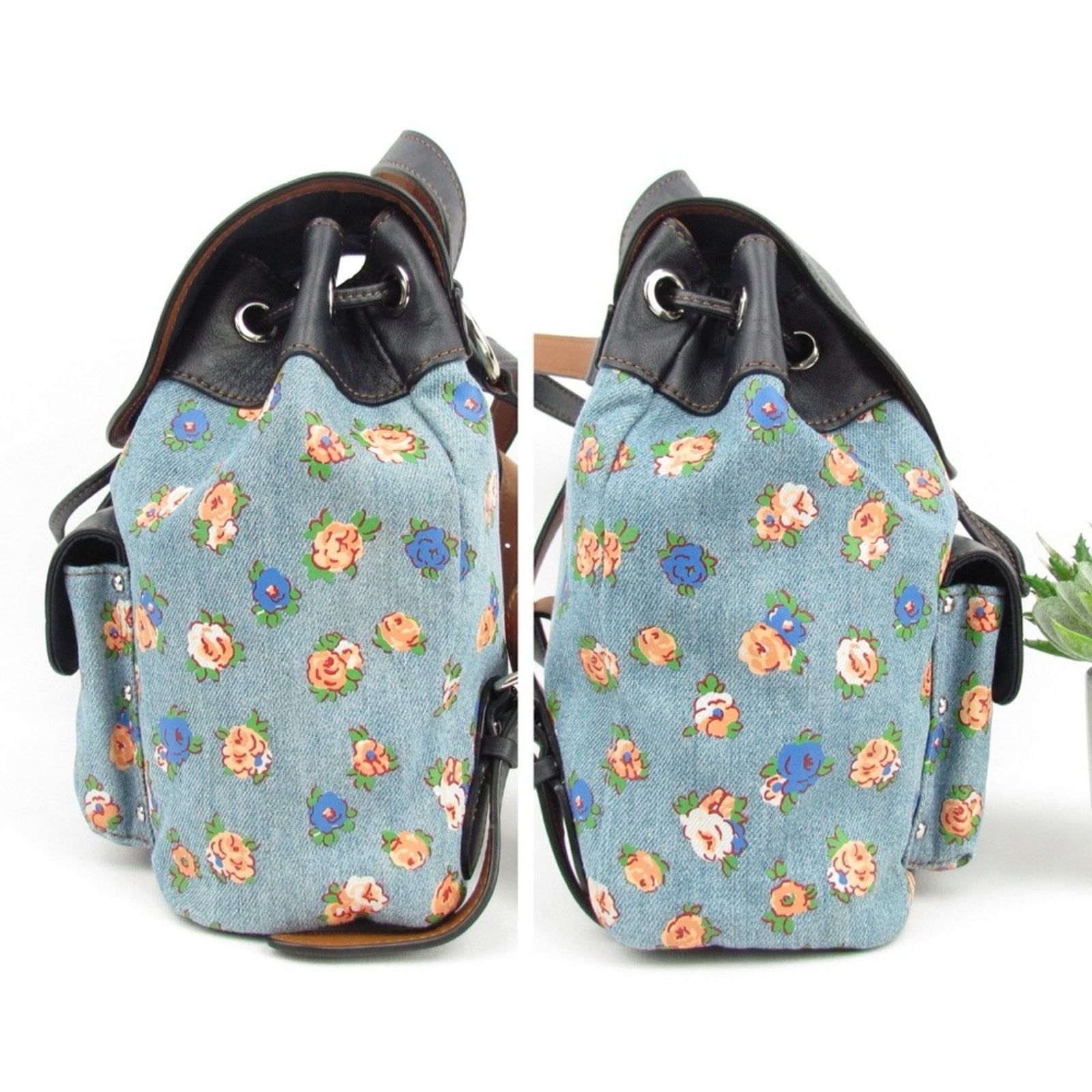 Coach Coach Floral Mini Billie Backpack In Printed Denim & Leather Size ONE SIZE - 4 Thumbnail