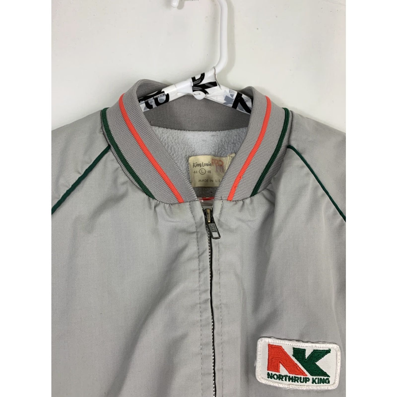 Vintage VINTAGE King Louie Pro Fit Bomber Jacket Full Zip Up Gray Mens Large 26” 26” 27” Jacket Size US L / EU 52-54 / 3 - 5 Thumbnail