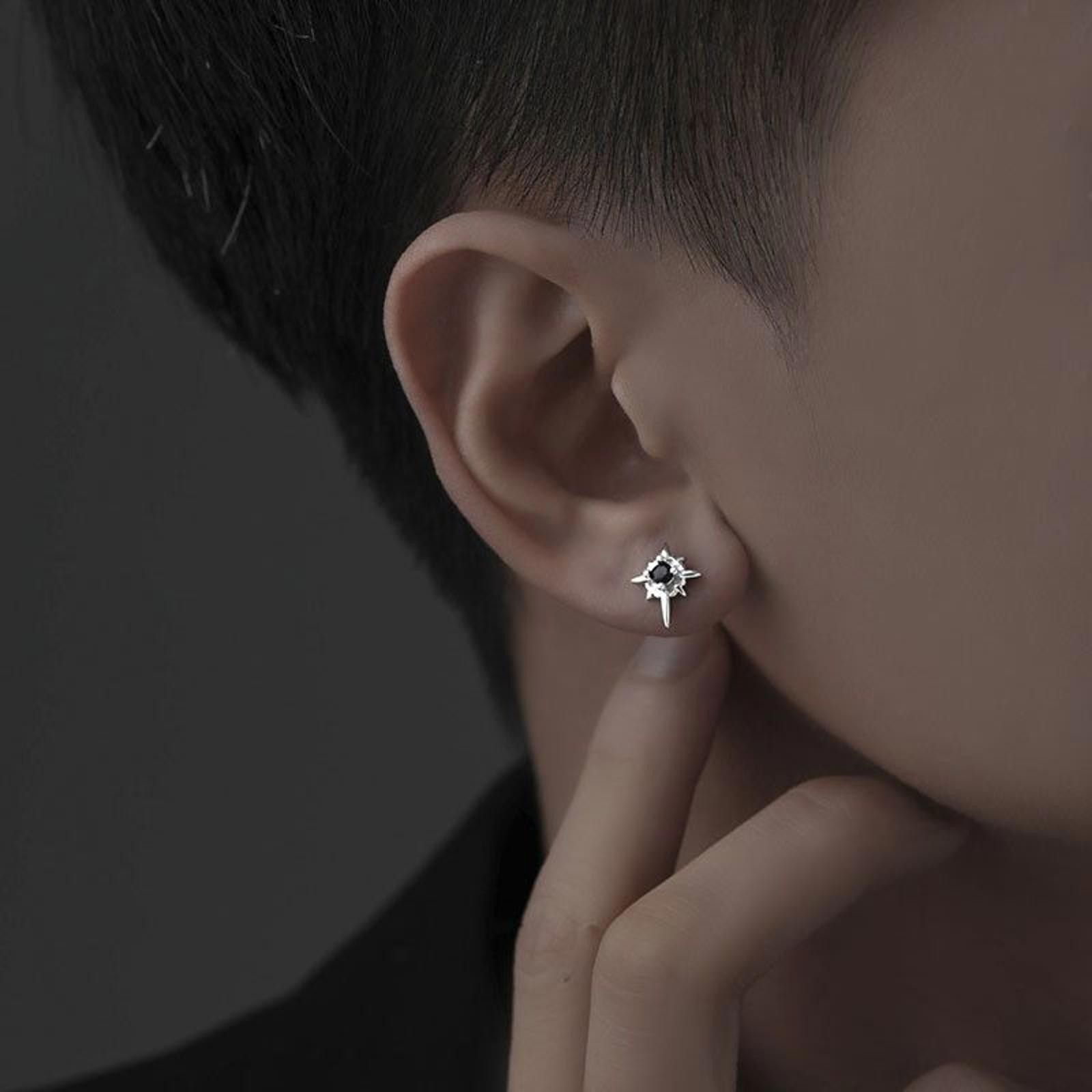 Jewelry Star Stud Earrings in Silver, Men's