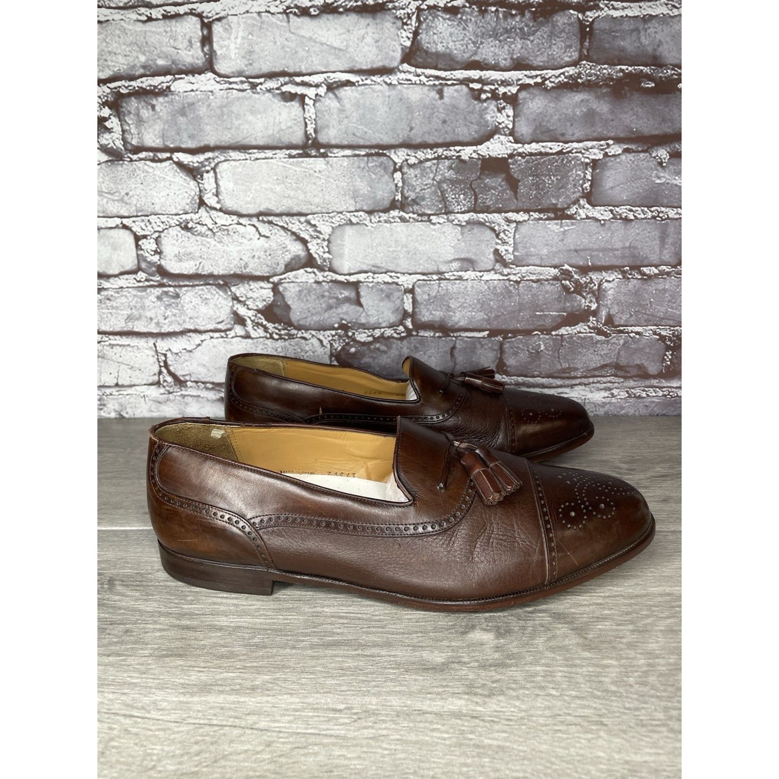 Mezlan Mezlan Havana Brown Leather WingTip Cap Toe Loafers Dress Sh Size US 11 / EU 44 - 16 Thumbnail