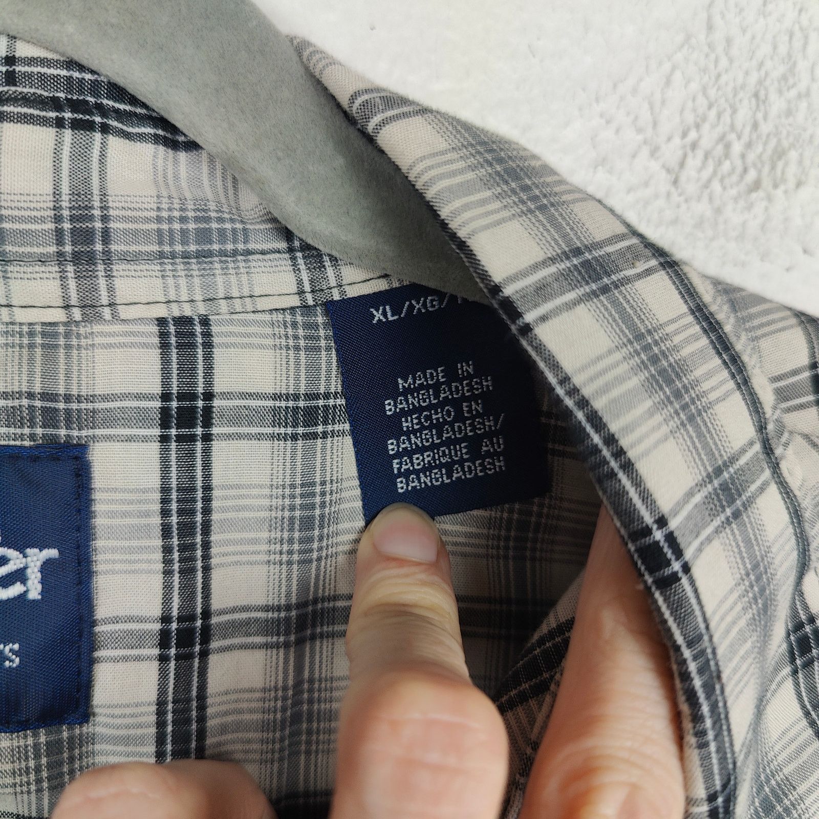 Wrangler Wrangler Pearl Snap Button Shirt Mens XL Gray Cream Plaid Size US XL / EU 56 / 4 - 5 Thumbnail