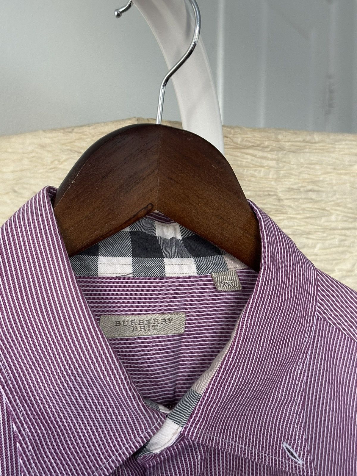 Burberry Burberry Brit Shirt Long Sleeve Burgundy Plaid Nova CheckCuff Size US XXL / EU 58 / 5 - 7 Thumbnail