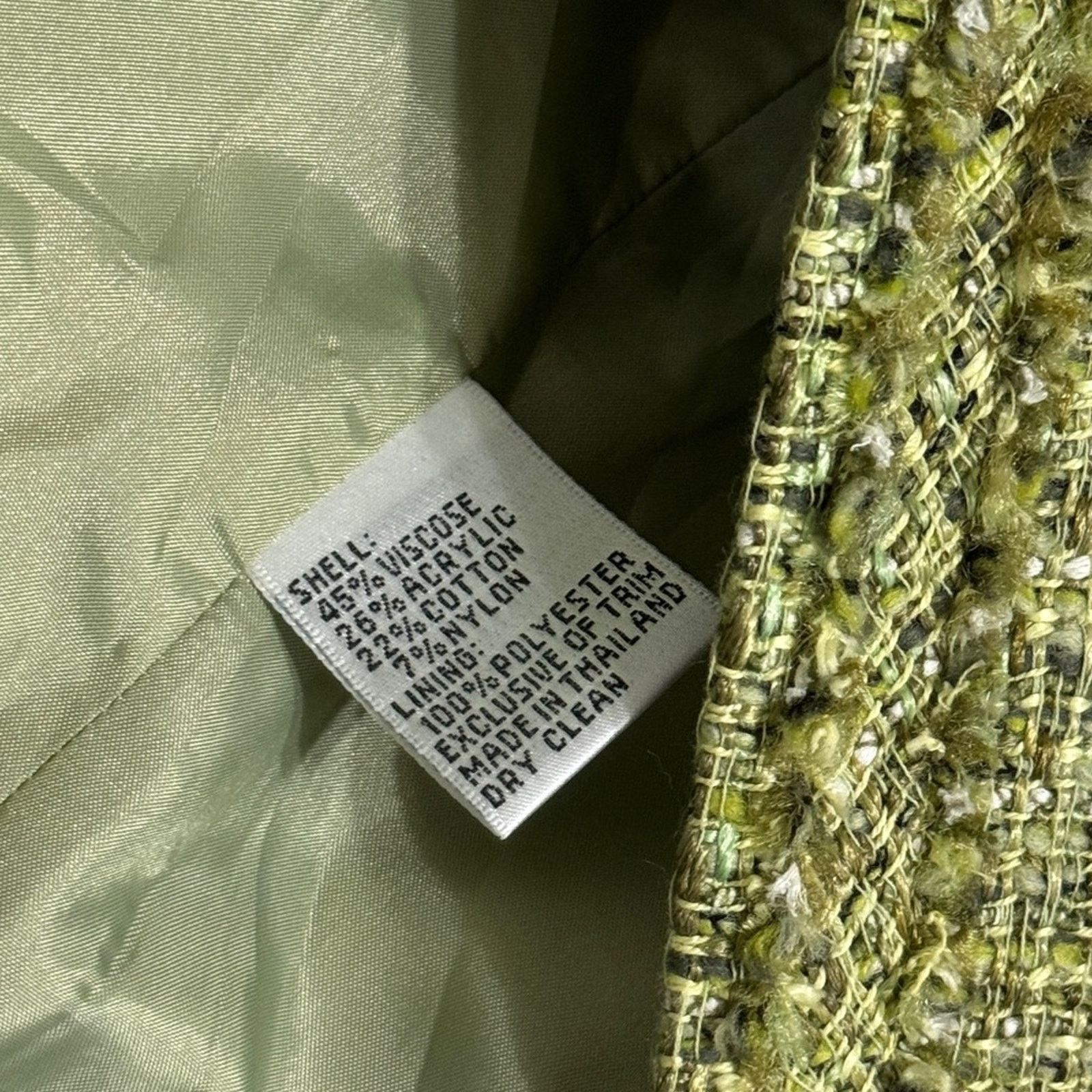 Other Talbots Tweed Fringe Open Front Blazer Green Size 10 Size L / US 10 / IT 46 - 4 Thumbnail