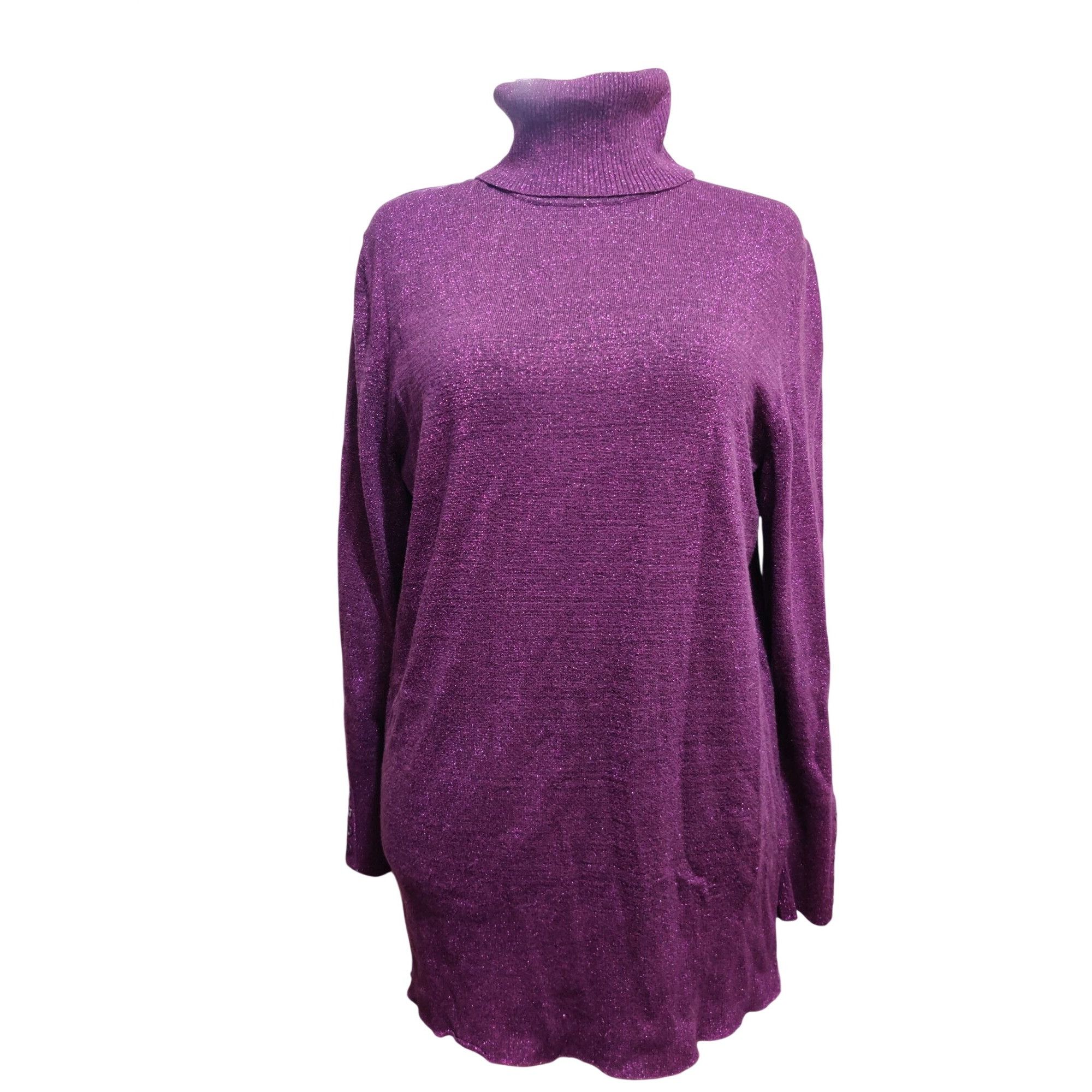 Other Plus Size 2X Womens Purple Sweater Metallic Shimmer Turtlene Size XXL / US 16-18 / IT 52-54 - 1 Thumbnail