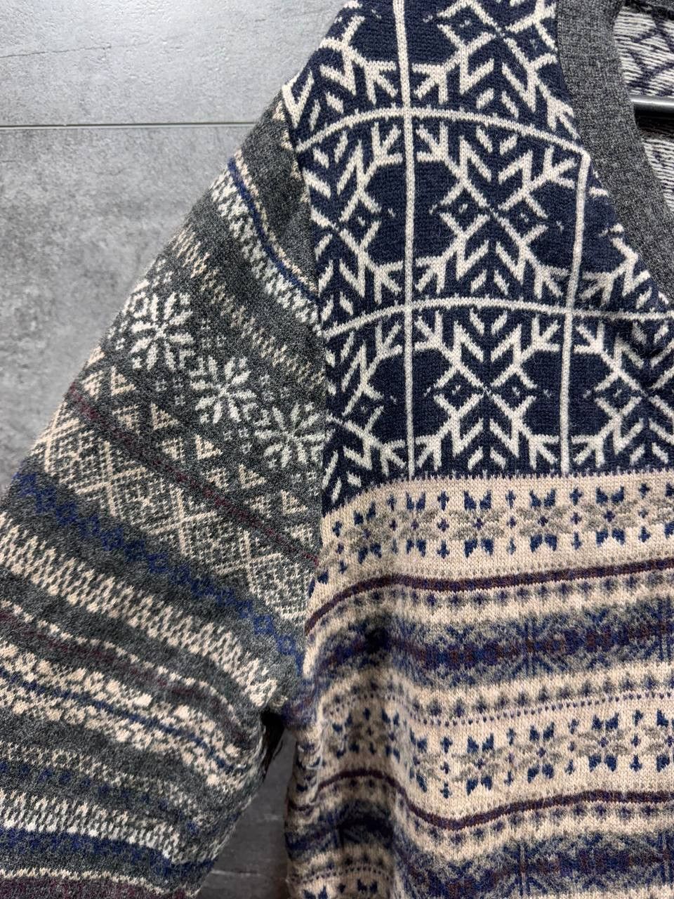 Allsaints AllSaints Mens Vallo Fair Isle Cardigan Wool Sweater Size L Size US L / EU 52-54 / 3 - 10 Thumbnail