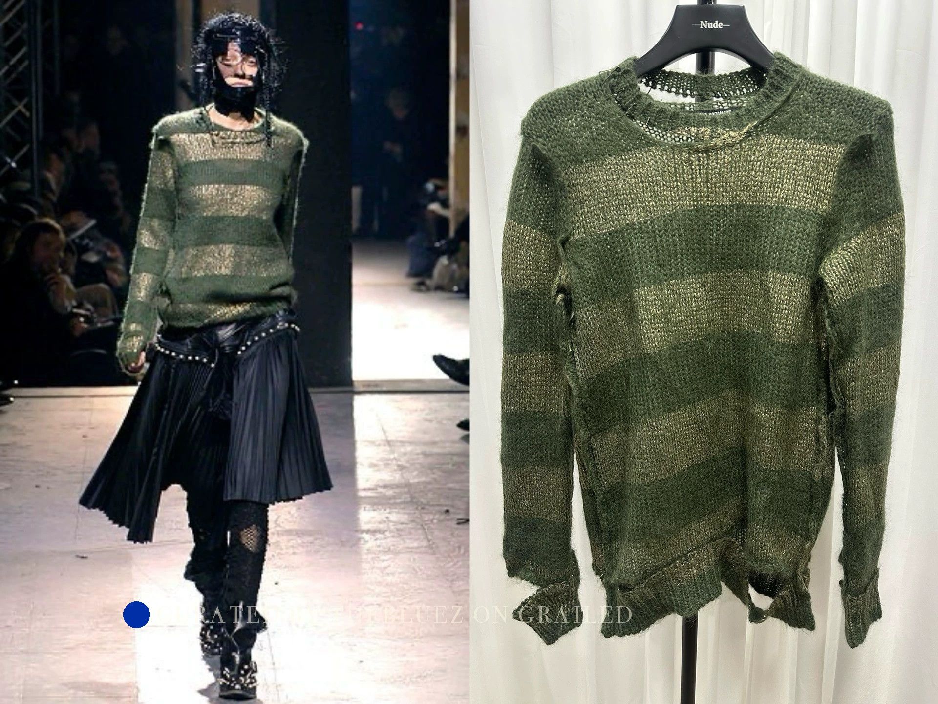 Junya Watanabe Distressed Green Knit Sweater Size US M / EU 48-50 / 2 - 1 Thumbnail