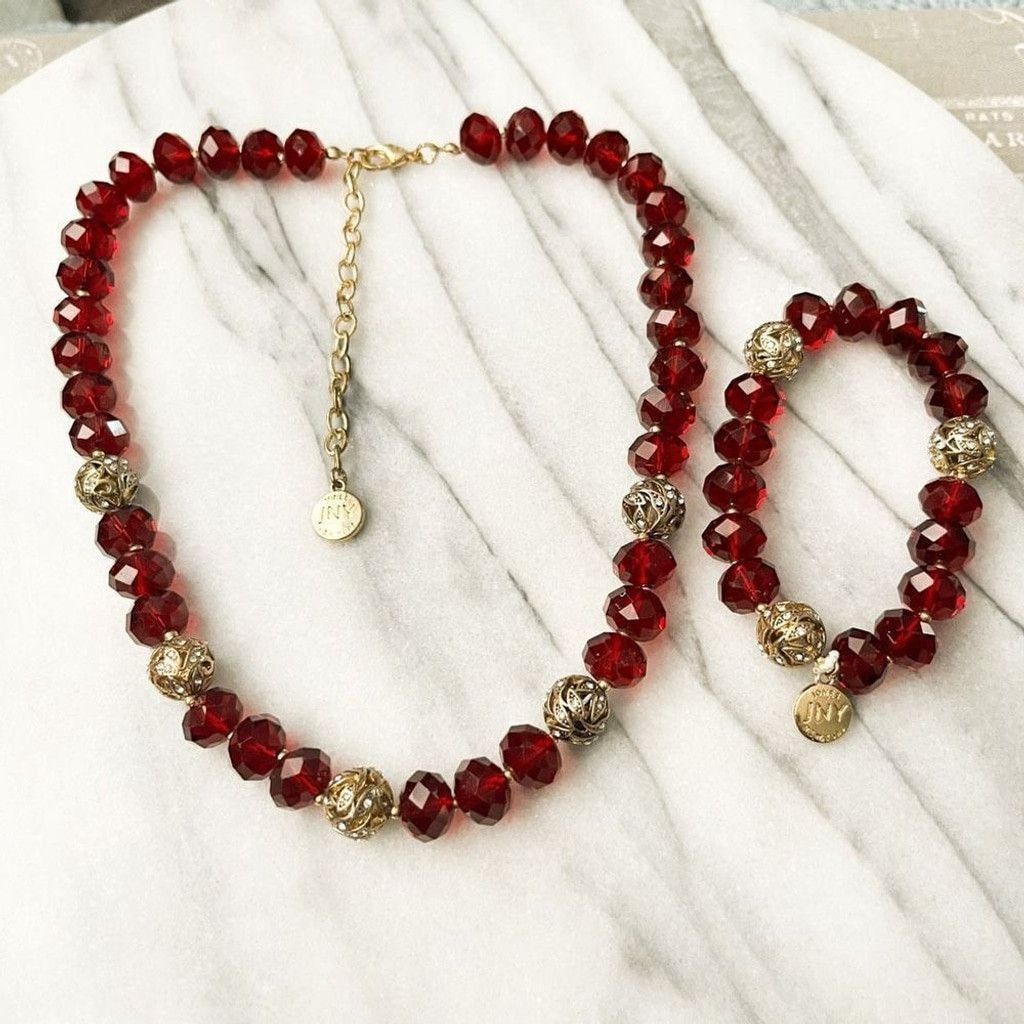 Jones New York Jones New York Jewelry Set Necklace Bracelet Red Beaded Size ONE SIZE - 1 Thumbnail