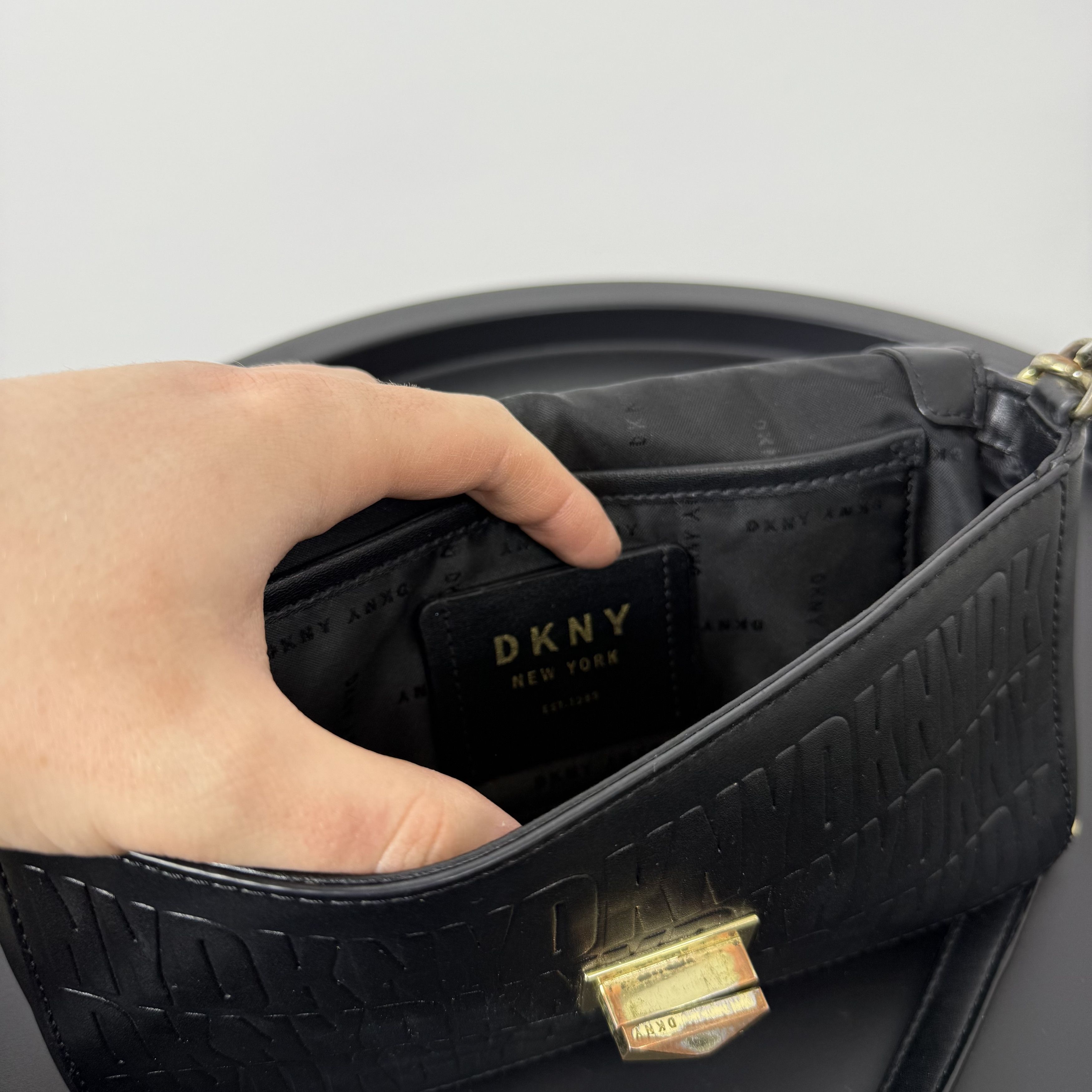DKNY DKNY Donna Karan Black Monogram Crossbody Handle Bag Size ONE SIZE - 15 Thumbnail