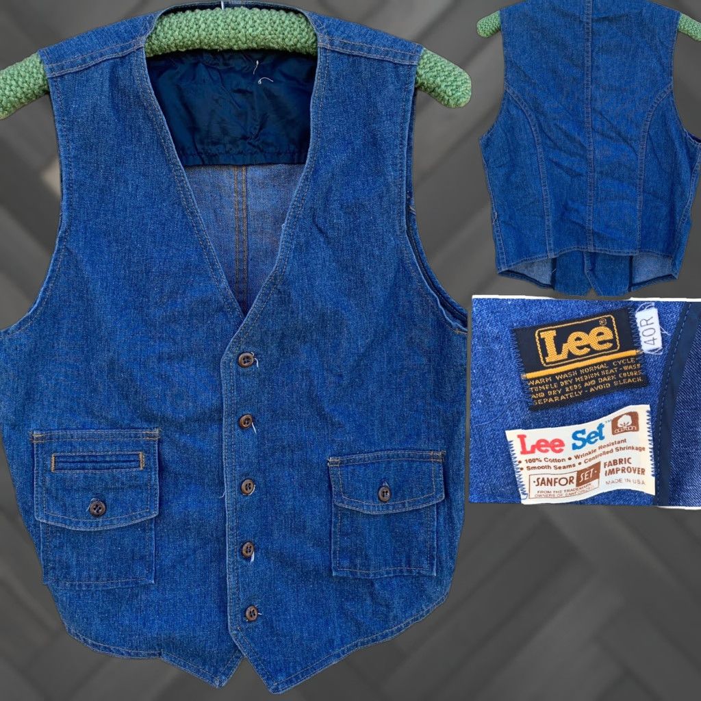 Lee VINTAGE Lee Vest Lee Jeans Denim Lee Set Sanforset 40R Union Made Cowboy Hippy Lee Blue 40R Mens Size US 40 / EU 56 - 1 Thumbnail