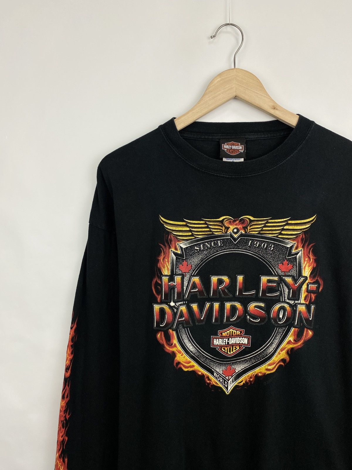 Harley Davidson 🇺🇸Vintage Y2K Harley Davidson Fire Skull Niagara Falls Canada Size US XL / EU 56 / 4 - 2 Thumbnail