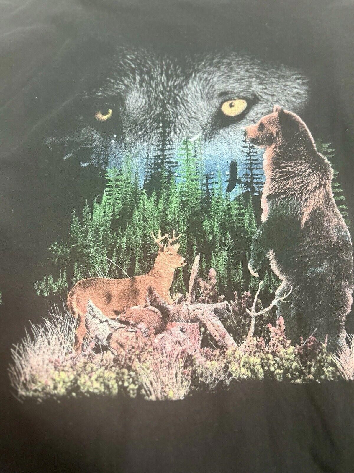 Tultex VTG 1990’s Fish, Bear, Deer, and Wolf T-Shirt By Tultex Size US XL / EU 56 / 4 - 4 Thumbnail