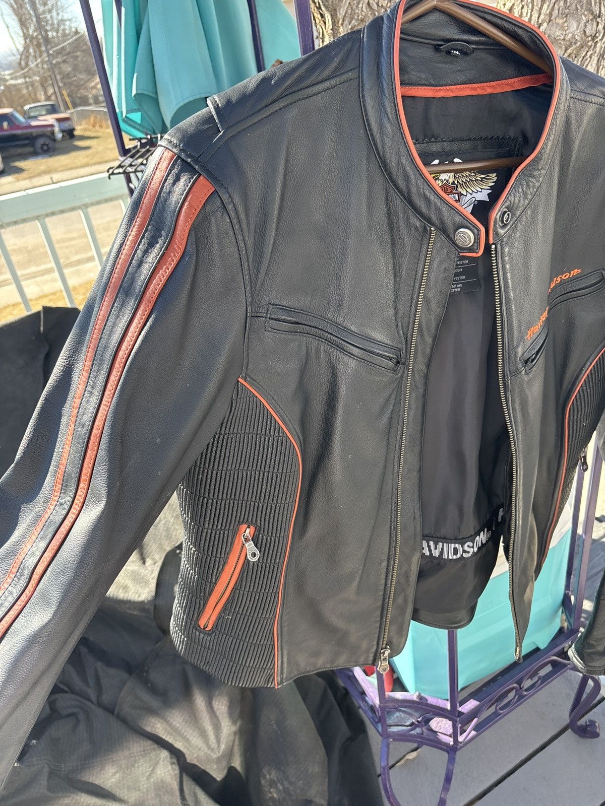 Harley Davidson Harley Davidson Black and Orange Biker Jacket. Size XL / US 12-14 / IT 48-50 - 4 Thumbnail