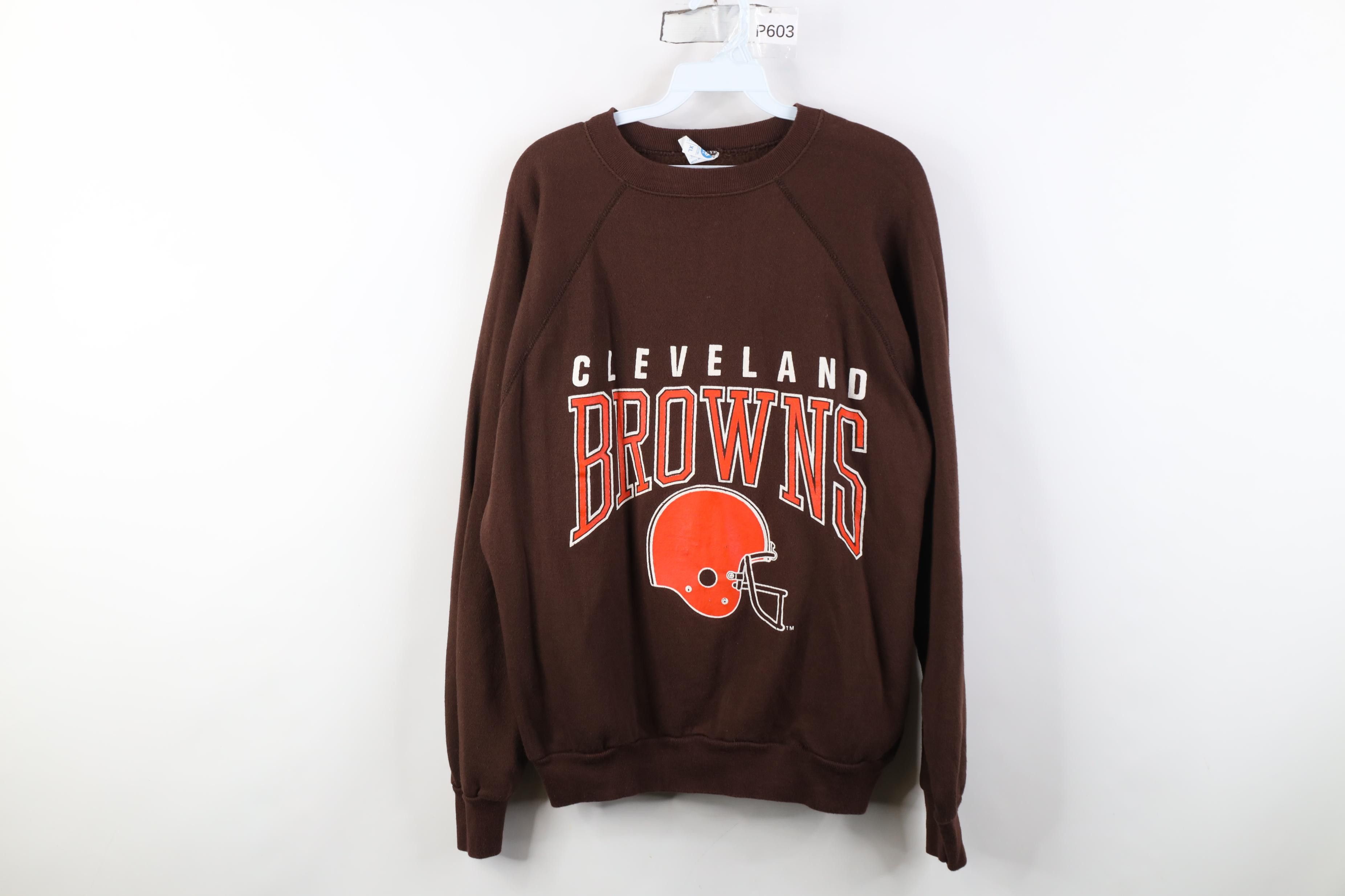 Vintage Vintage 80s Cleveland Browns Football Sweatshirt Brown USA Size US XL / EU 56 / 4 - 1 Thumbnail