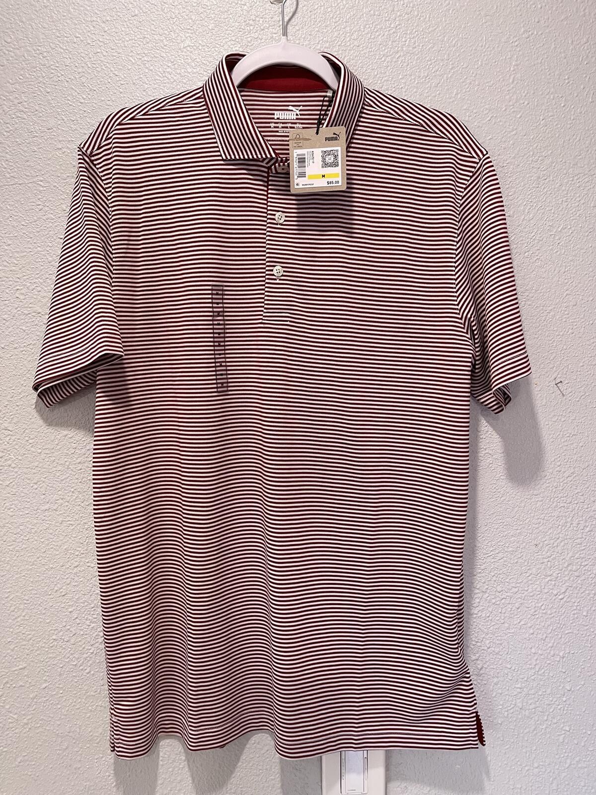 Puma Puma Men's Medium Red and White Striped Polo Shirt Size US M / EU 48-50 / 2 - 1 Thumbnail