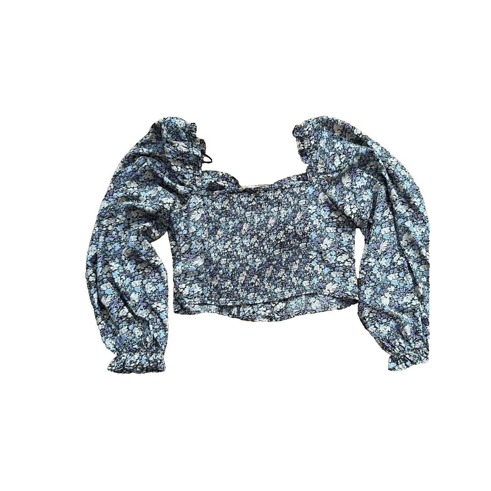 & Other Stories ASTR Label Floral Y2K Brown Long Sleeve crop Top XL A003149 Size XL / US 12-14 / IT 48-50 - 7 Thumbnail