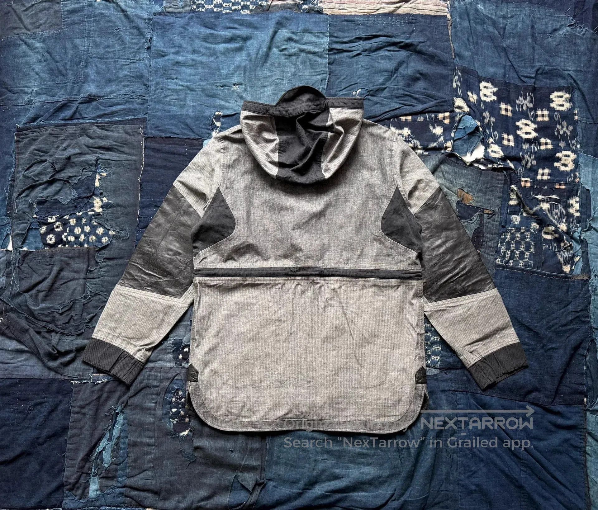 White Mountaineering Gray Hooded Jacket with Leather Accents Size L. Size US L / EU 52-54 / 3 - 3 Thumbnail