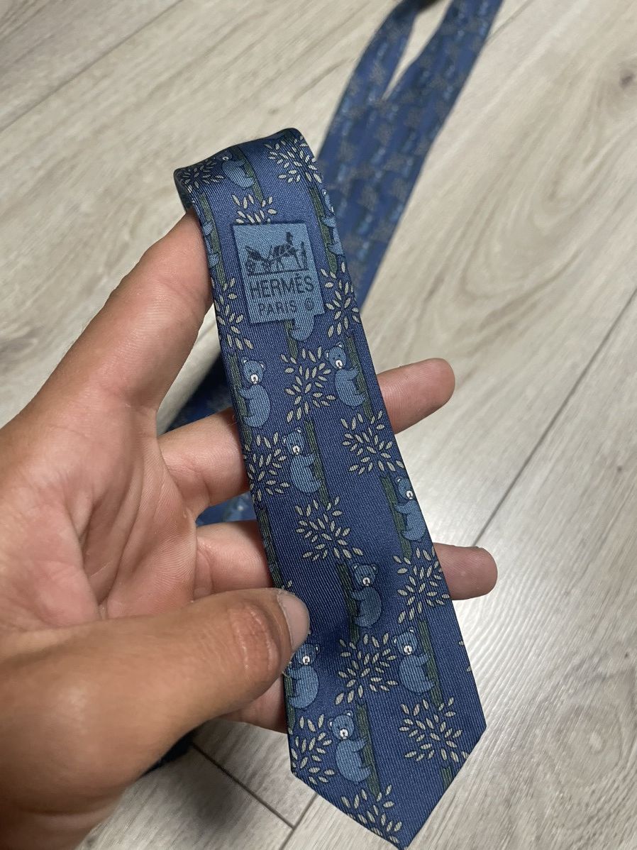 Hermes Hermes Tie Silk Necktie Koalas Bears Climbing Tree 7282 MA Size ONE SIZE - 4 Thumbnail