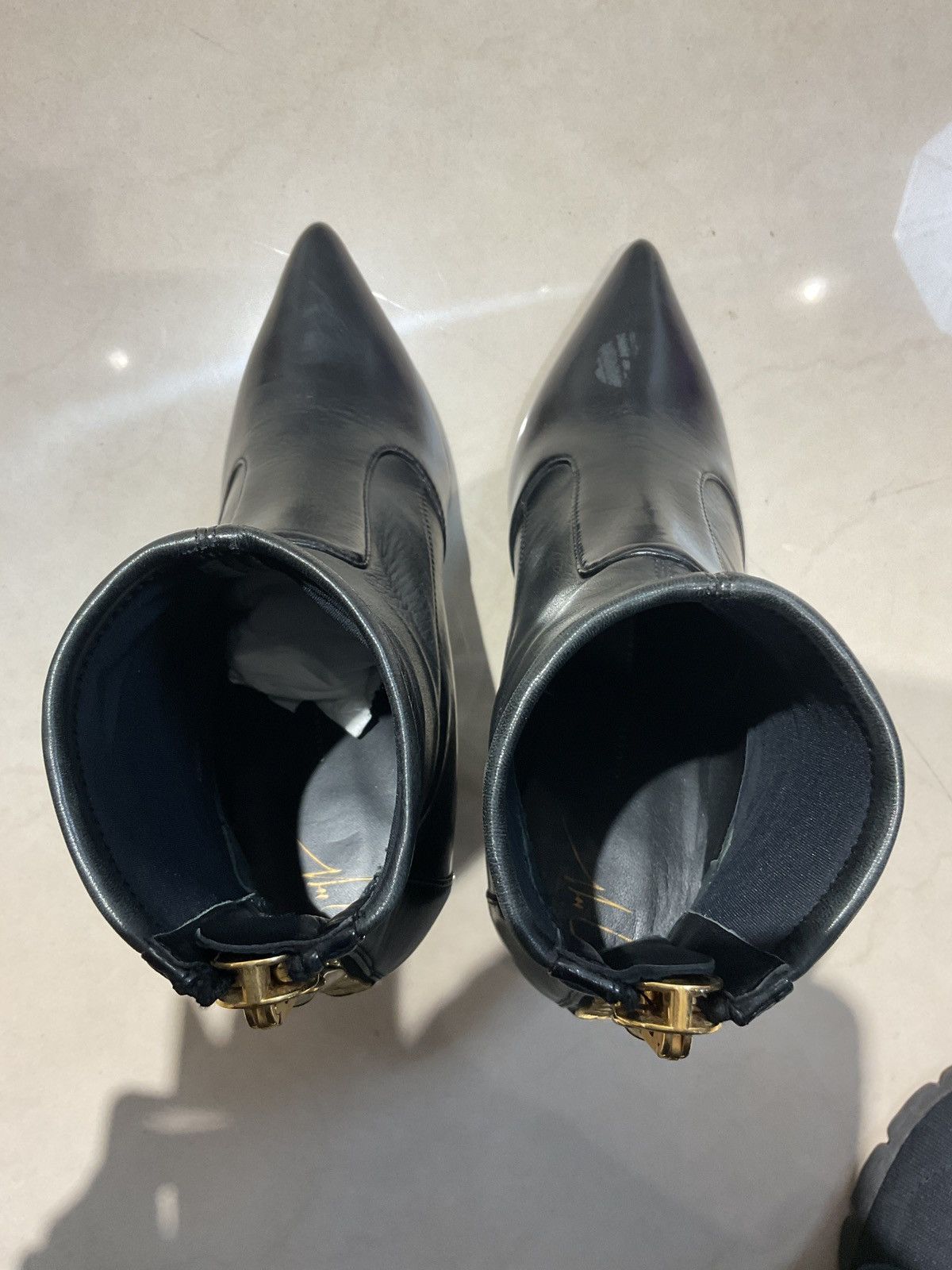 Giuseppe Zanotti Giuseppe Zanotti Black Leather Ankle Boots Size US 7 / IT 37 - 4 Thumbnail