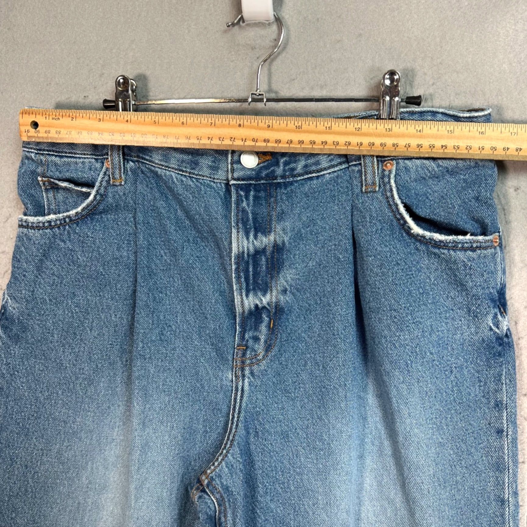 Oak + Fort Oak + Fort Denim Jeans Womens 29 High-Waist Wide Blue 5-Pocket Style Wide-Leg Jeans Womens Size ONE SIZE - 5 Thumbnail