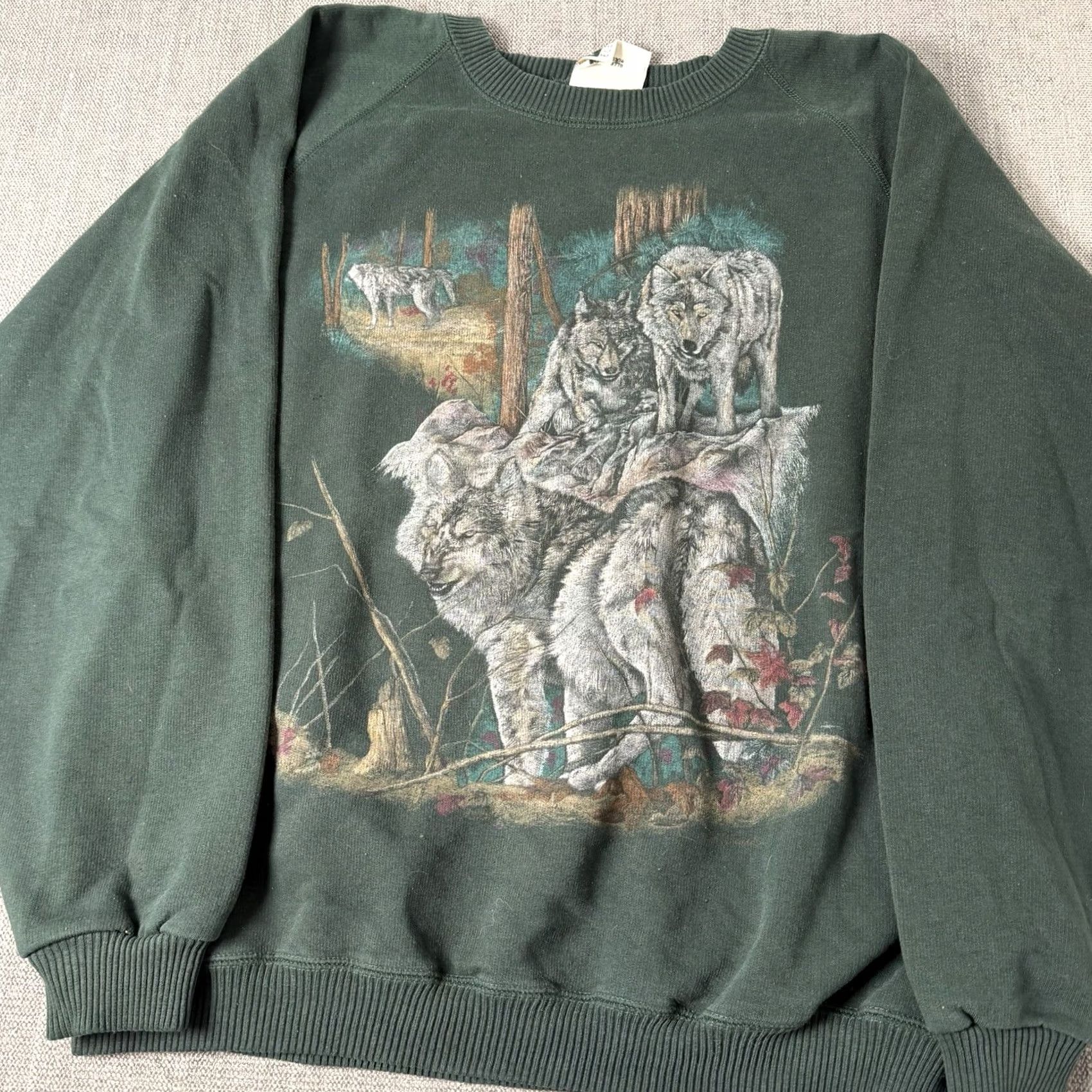 Vintage VINTAGE Northern Element Wolf Pack Sweatshirt Mens Medium Made In Canada 90s Graphic Print Cotton Pullover Size US M / EU 48-50 / 2 - 5 Thumbnail