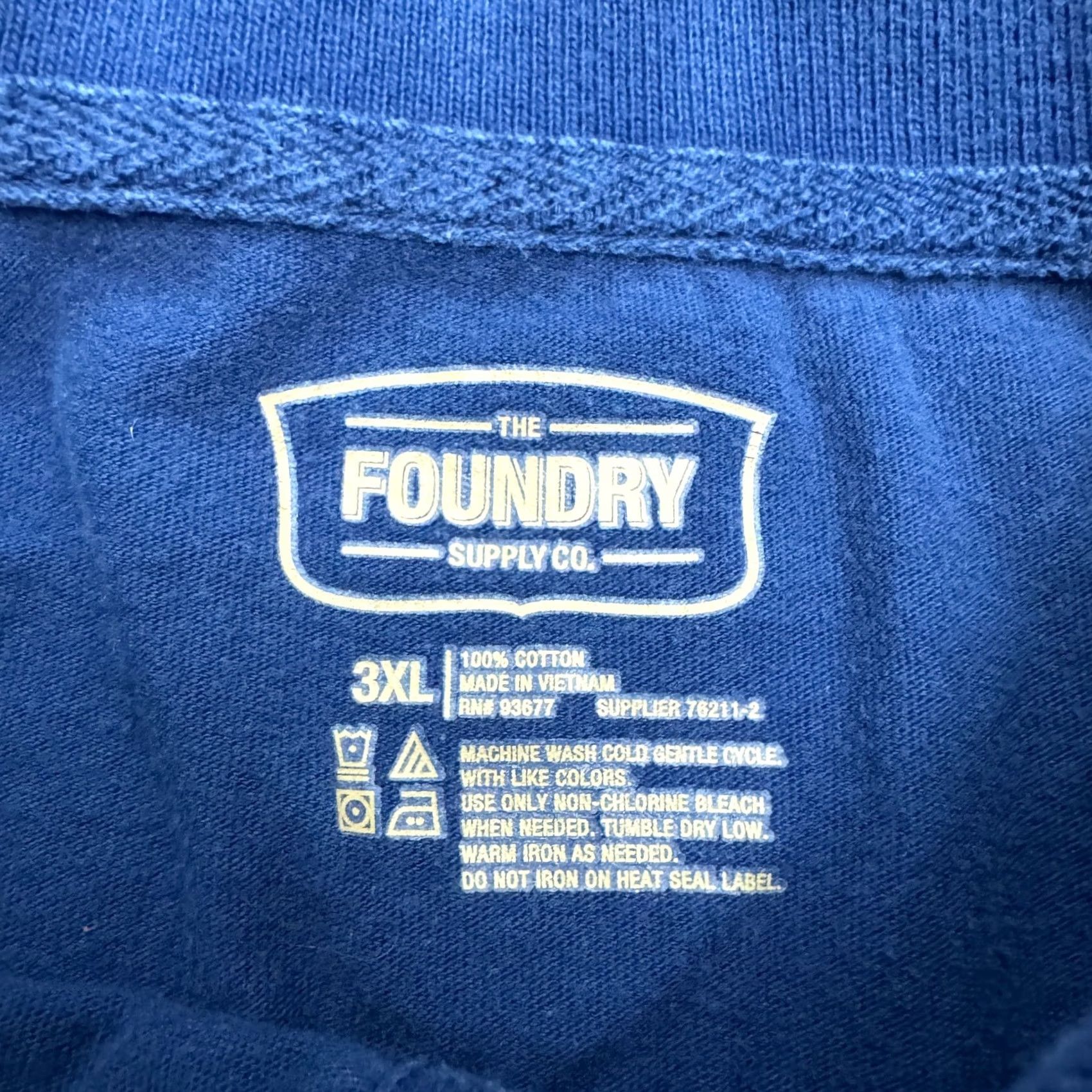 Vintage The Foundry Polo Shirt Mens 3XL Navy Blue Short Sleeve Cotton Pocket Shirt Size US XXL / EU 58 / 5 - 4 Thumbnail