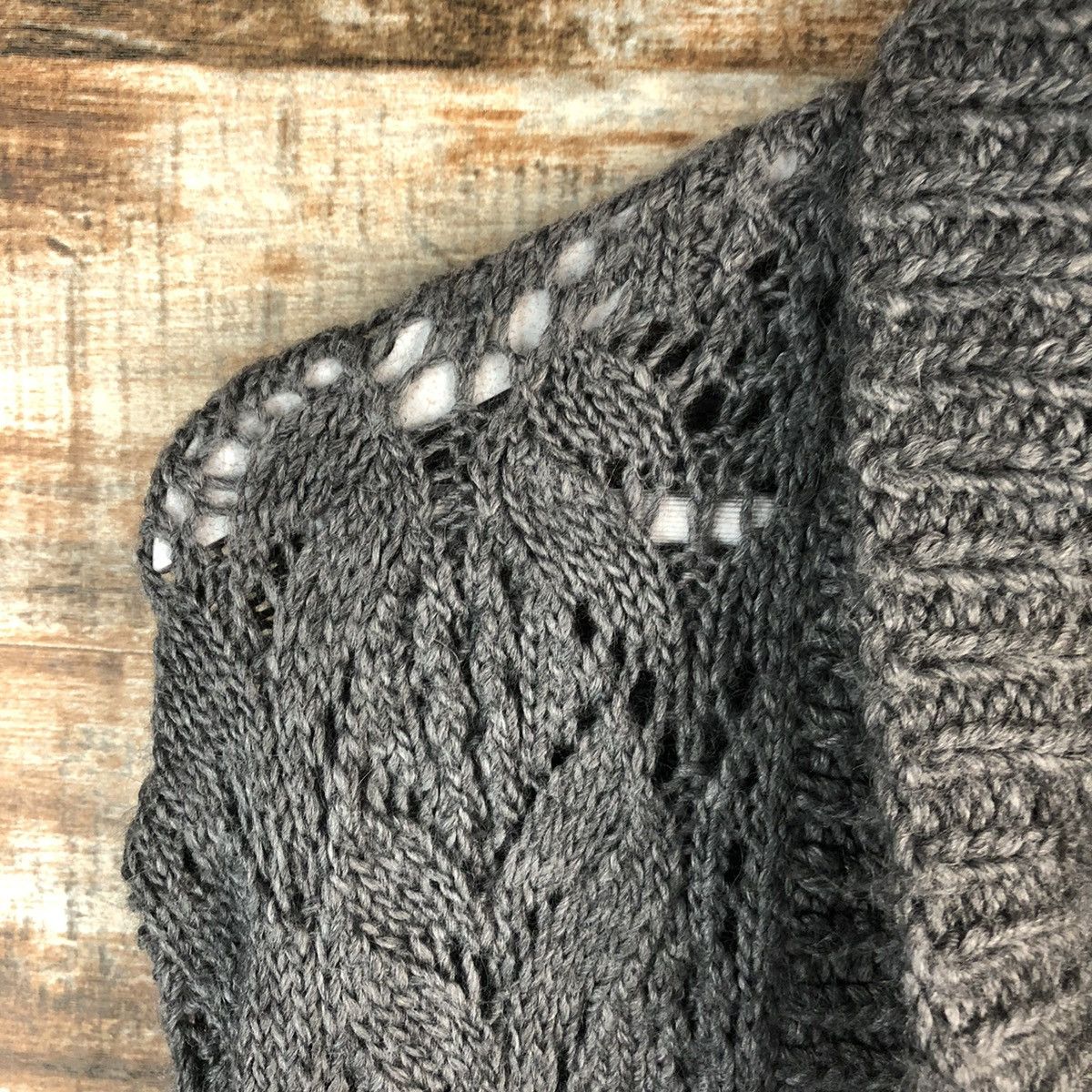 Homespun Knitwear Shided Grey crochet Cardigan Knitwear #A2355 Size L / US 10 / IT 46 - 9 Thumbnail