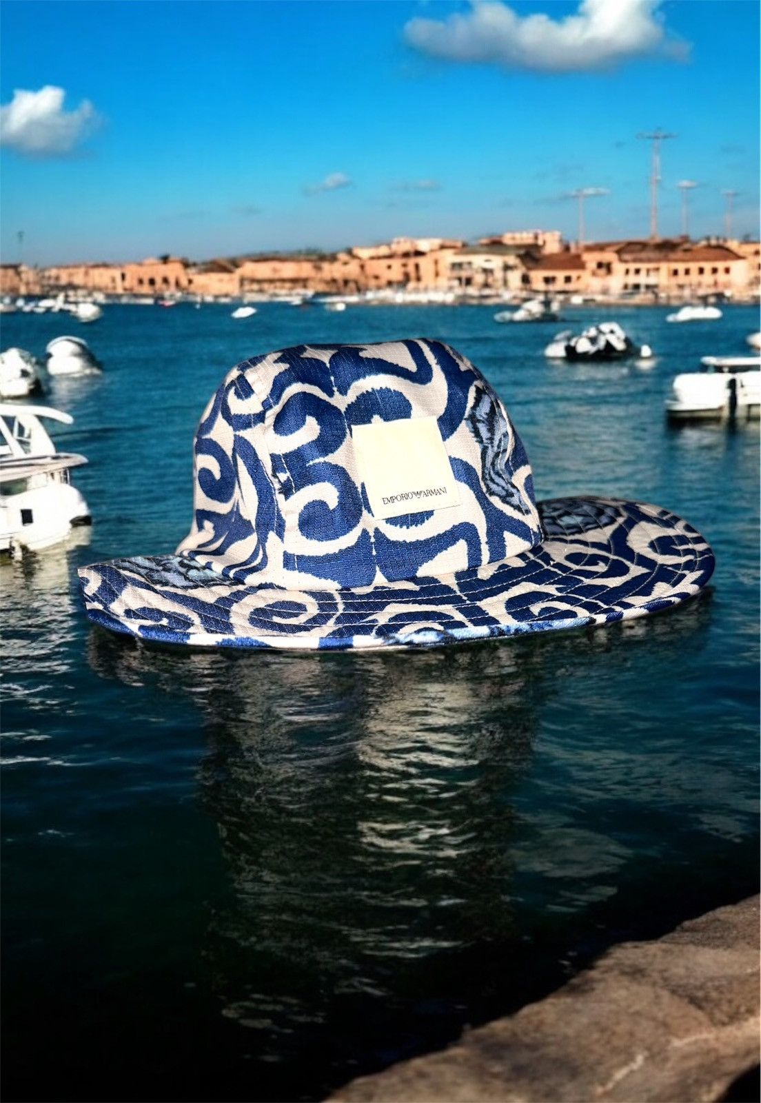 Emporio Armani Emporio Armani Patterned Panama Hat unisex Size ONE SIZE - 1 Thumbnail