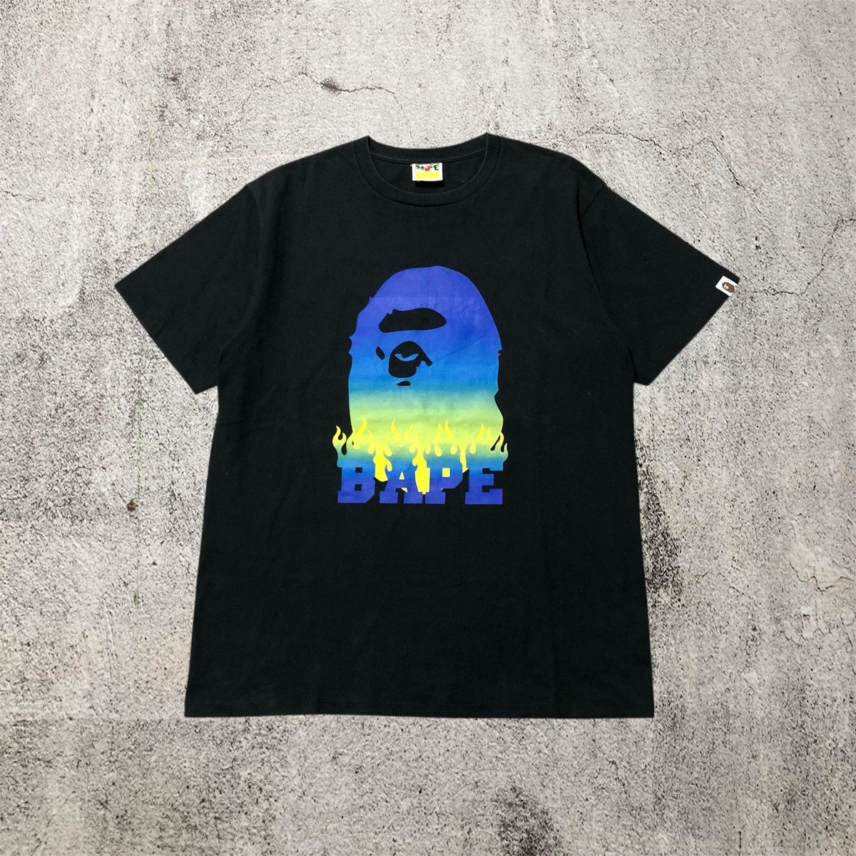 Bape Vintage Bape Blue Flame Head A Bathing Ape Big Logo T-shirt Size US XL / EU 56 / 4 - 1 Thumbnail
