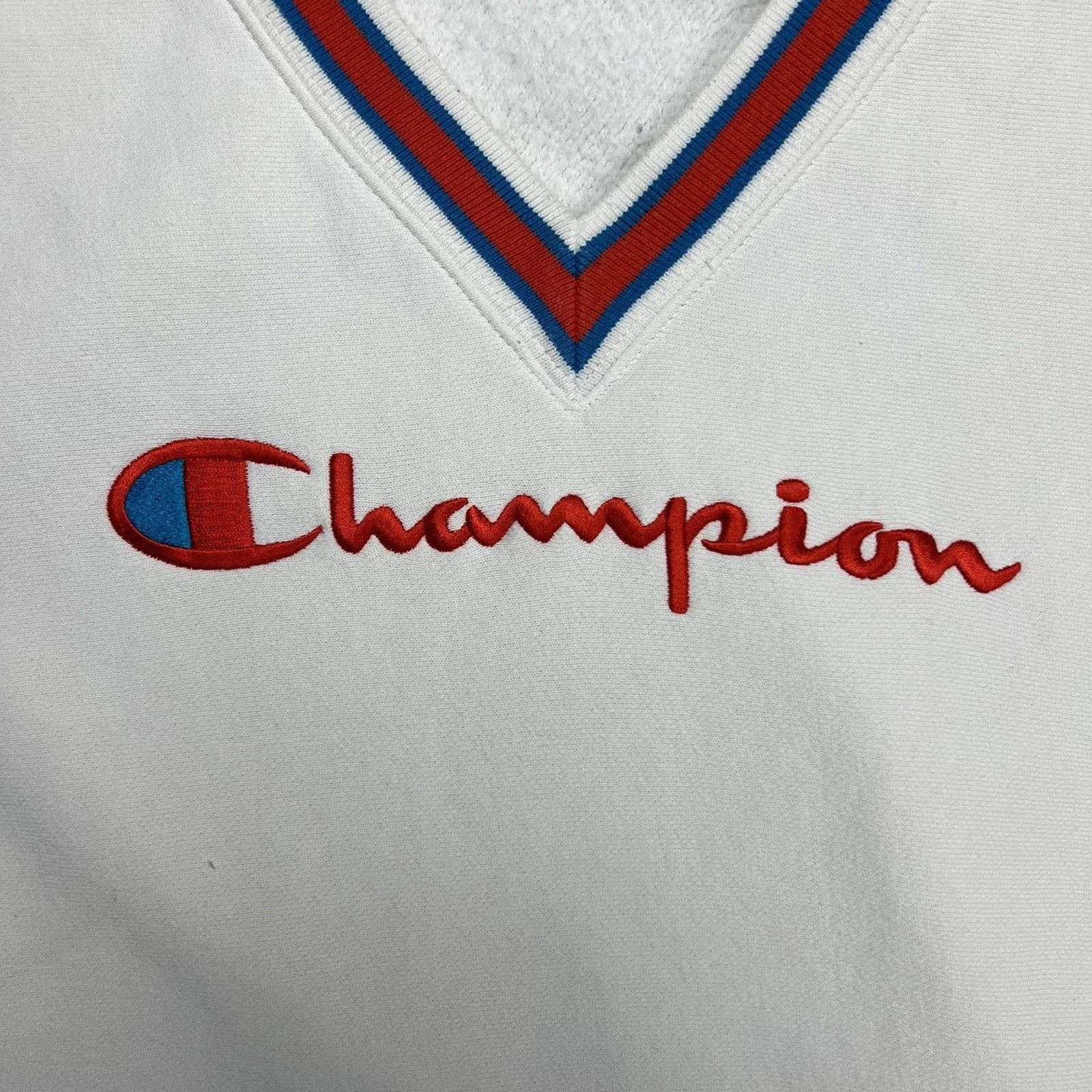 Champion × Vintage Champion Sweatshirt Medium Script Spell Out Pullover V Neck Size US M / EU 48-50 / 2 - 2 Thumbnail