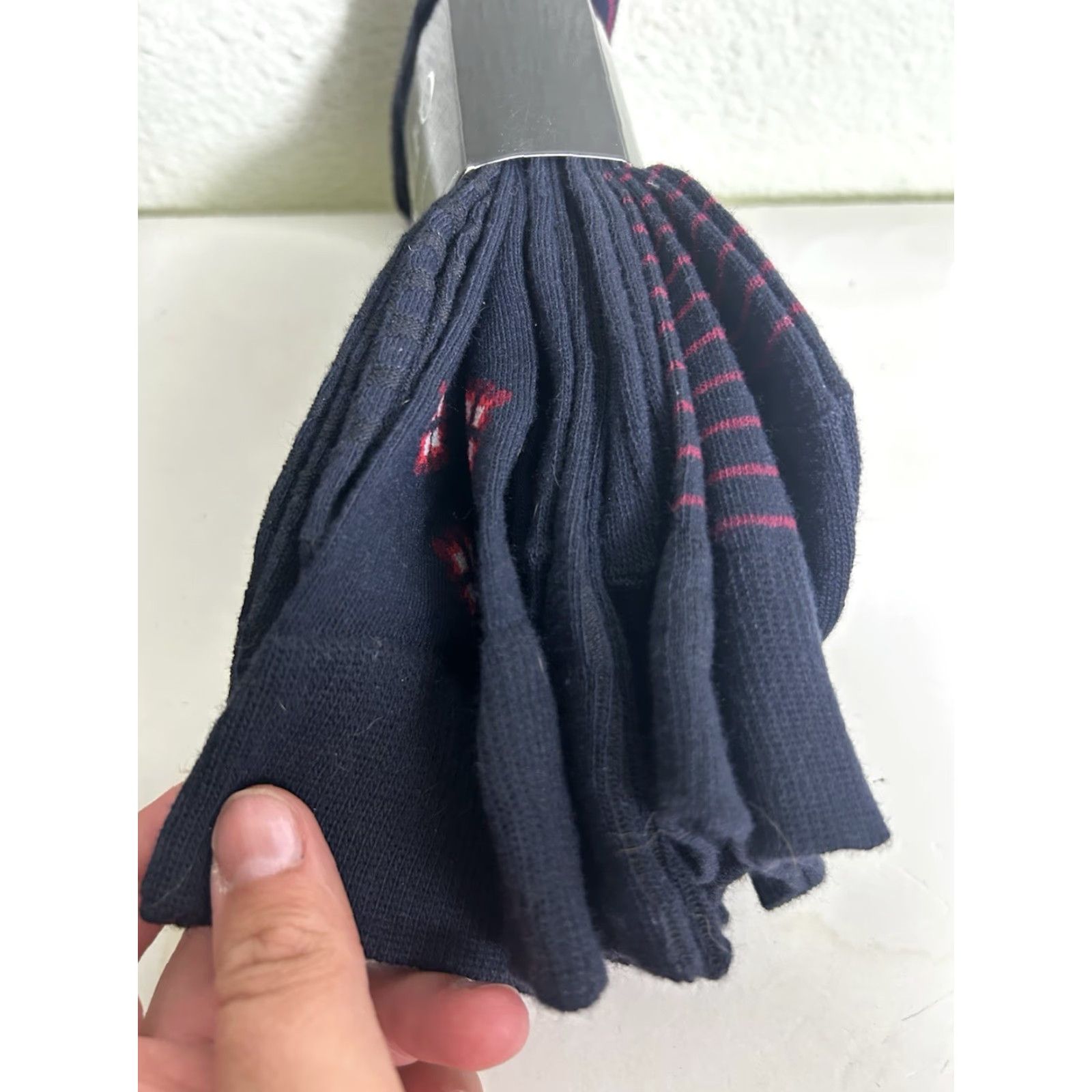 Vintage Adolfo Men Dress Socks Dark Blue With Patterns 4 Pairs 6.5-12 Moisture Wicking Thigh High Business Socks Size ONE SIZE - 3 Thumbnail
