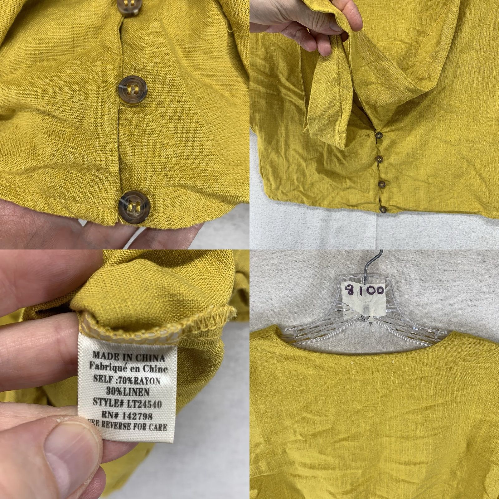 Vintage Love Riche Cropped Blouse Women Small Mustard Yellow V-Neck Cap Sleeve Casual Bohemian Size S / US 4 / IT 40 - 8 Thumbnail