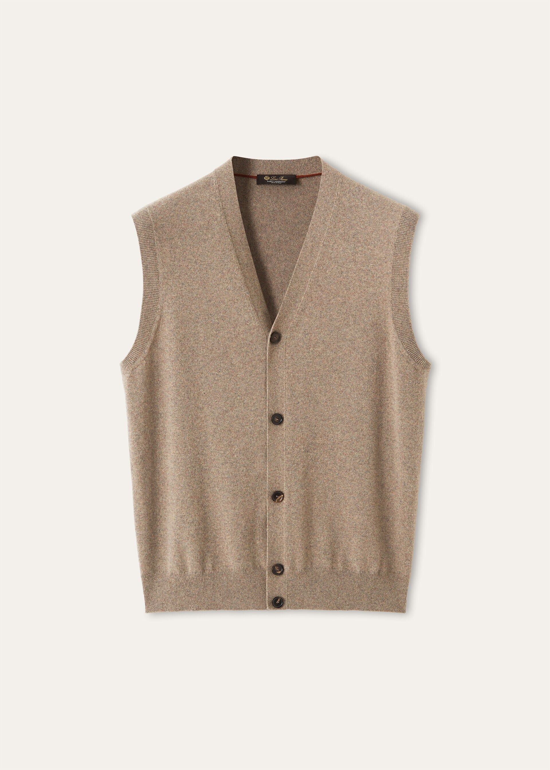 Loro Piana os11x0226 FAP6096 Classic Vest in Licorice Root Melange Size US XL / EU 56 / 4 - 1 Thumbnail